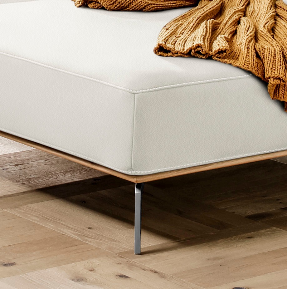 W.SCHILLIG Ecksofa »run, Designsofa, bequem, L-Form«, mit elegantem Holzsockel, Füße in Chrom glänzend, Breite 299 cm