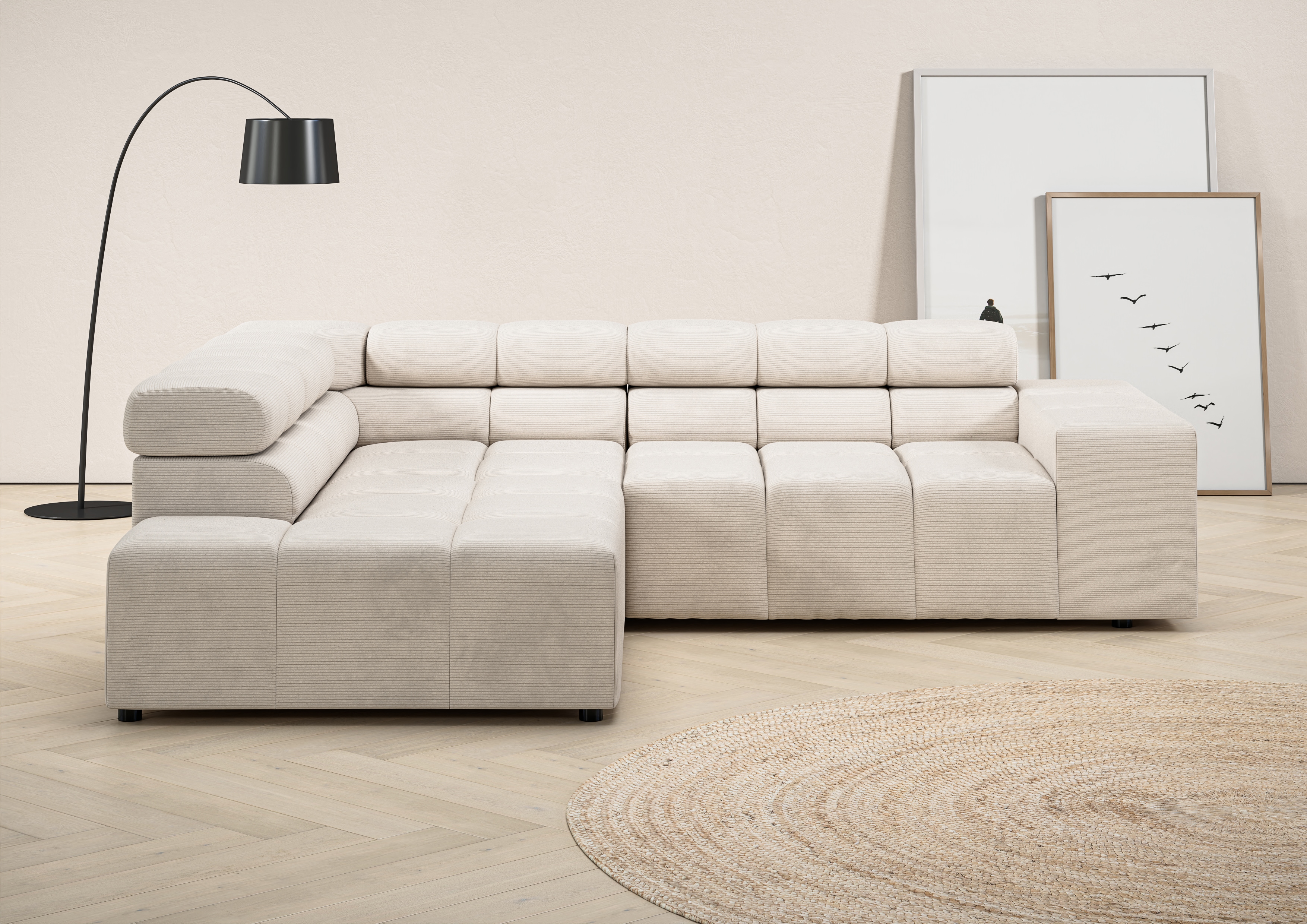 Home affaire Ecksofa "Ancona, Ecksofa, incl. Kopfteilverstellung, Breite 249 cm, L-Form" wahlweise motorische Sitztiefenverstellung, B/T(H: 249/215/70 cm
