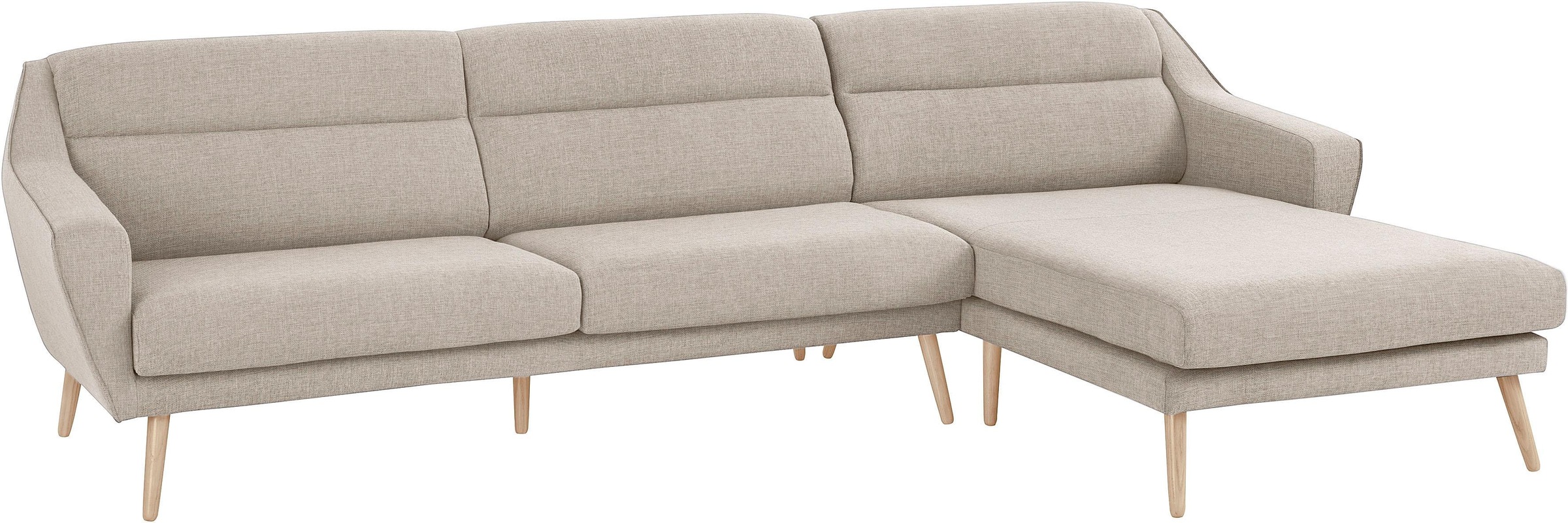 OTTO home Ecksofa »Bille L-Form« mit Naht im Rückenkissen und Beinen aus Eichenholz