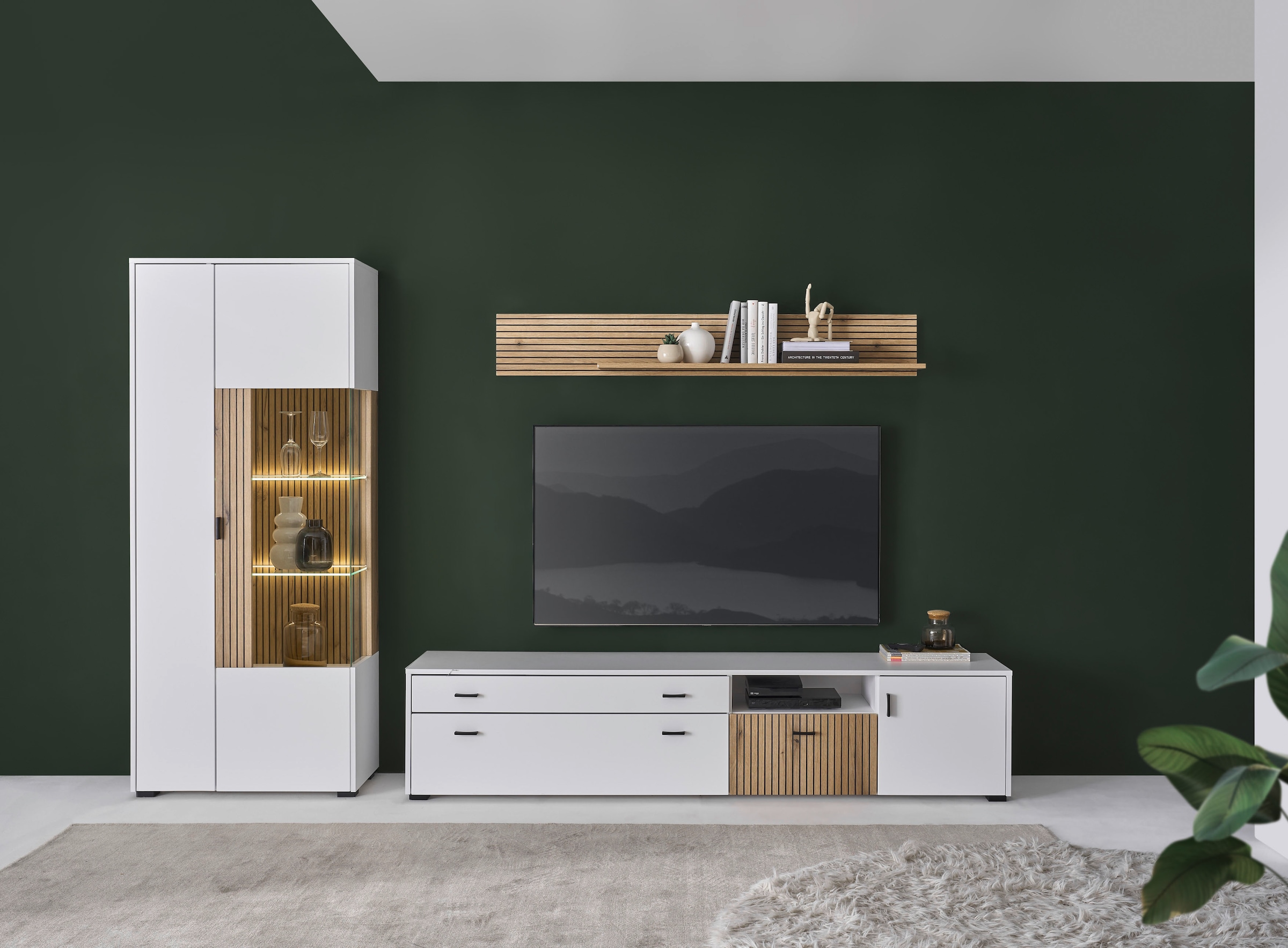 INOSIGN Wohnwand "HUDSON" Set, 3 Stk. tlg. mit moderner Rillenoptik, Griffe günstig online kaufen