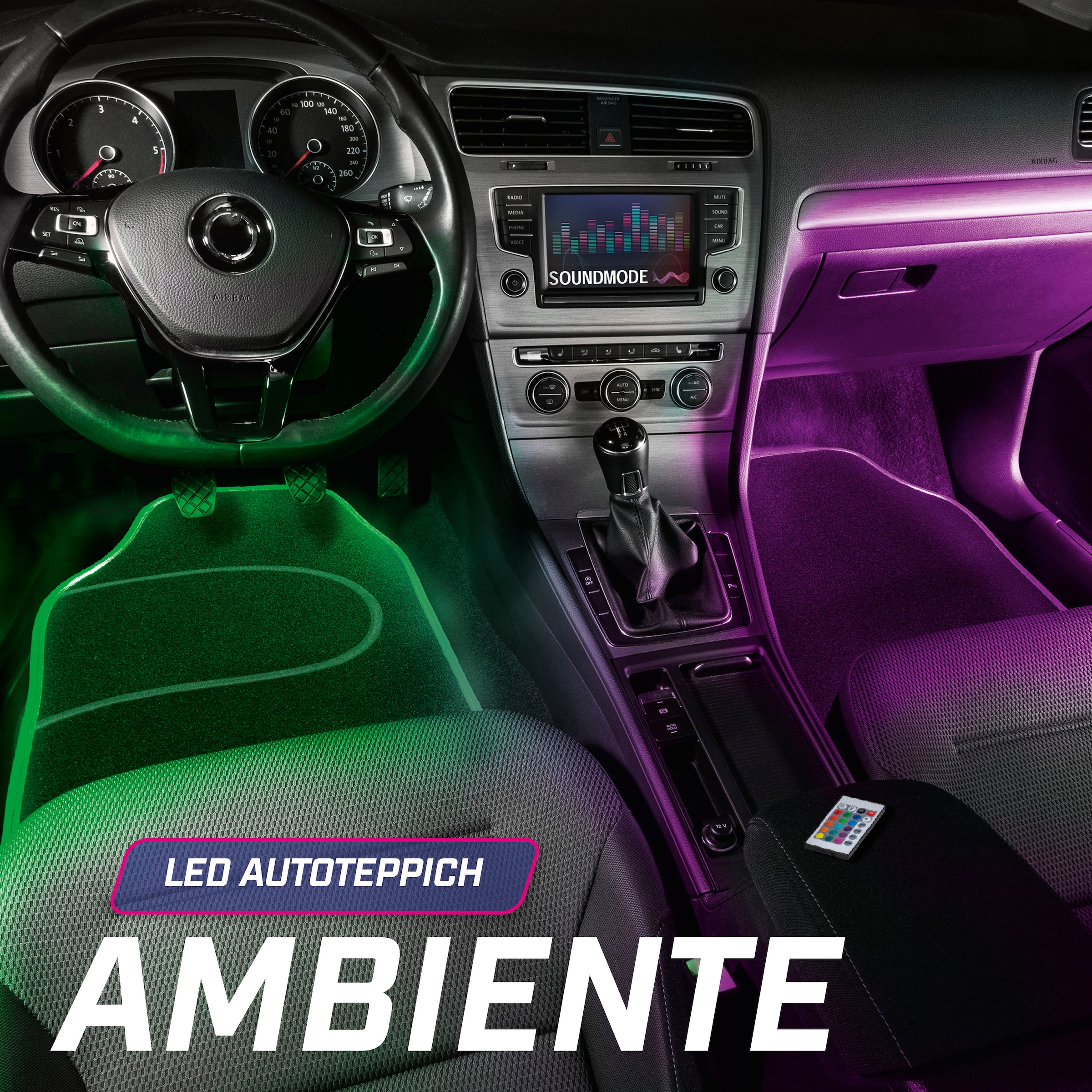 CarComfort Auto-Fußmatten Autoteppich Ambiente LED (2 St), mit