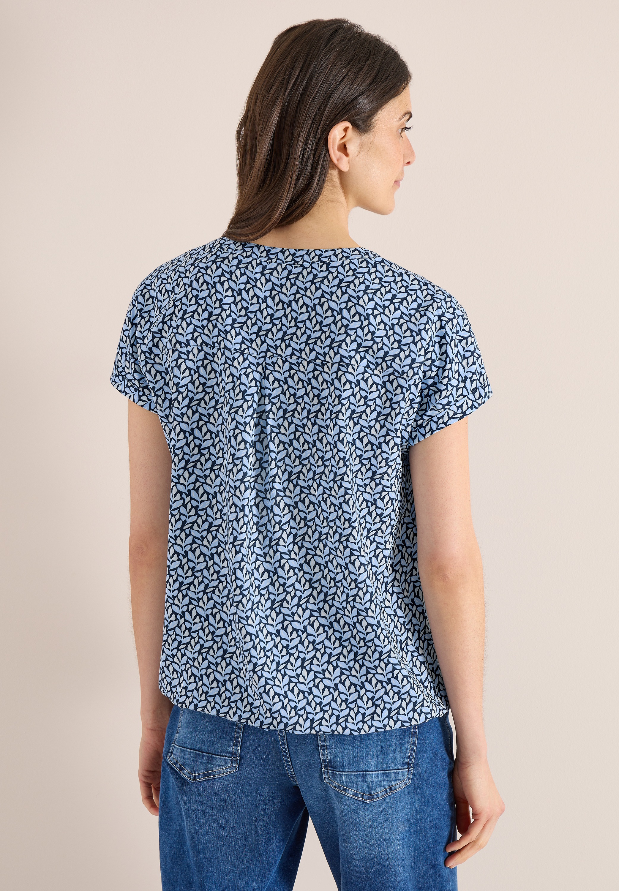 Cecil Kurzarmbluse mit Minimal Muster