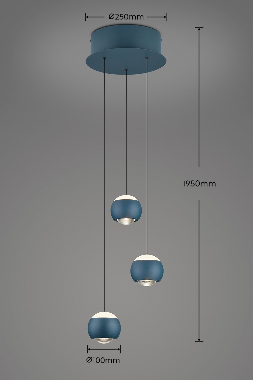 Musterring LED Pendelleuchte »CANNON, 3-flammige LED Hängelampe 5W 500Lumen 2300-4000K CCT« LED-Board 1 Stk. Farbwechsler | warmweiß - kaltweiß mit Fernbedienung, stufenlos höhenverstellbar max 195cm dimmbar Memory