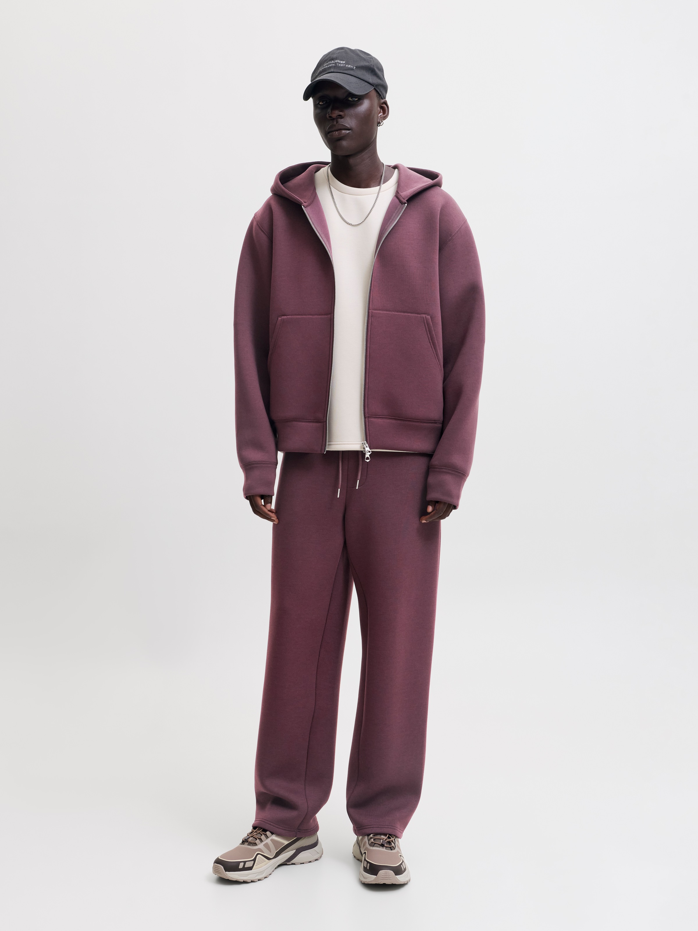 Jack & Jones Kapuzensweatjacke »JCOLEGACY SWEAT SCUBA ZIP HOOD NOOS« Materialmix, loose fit