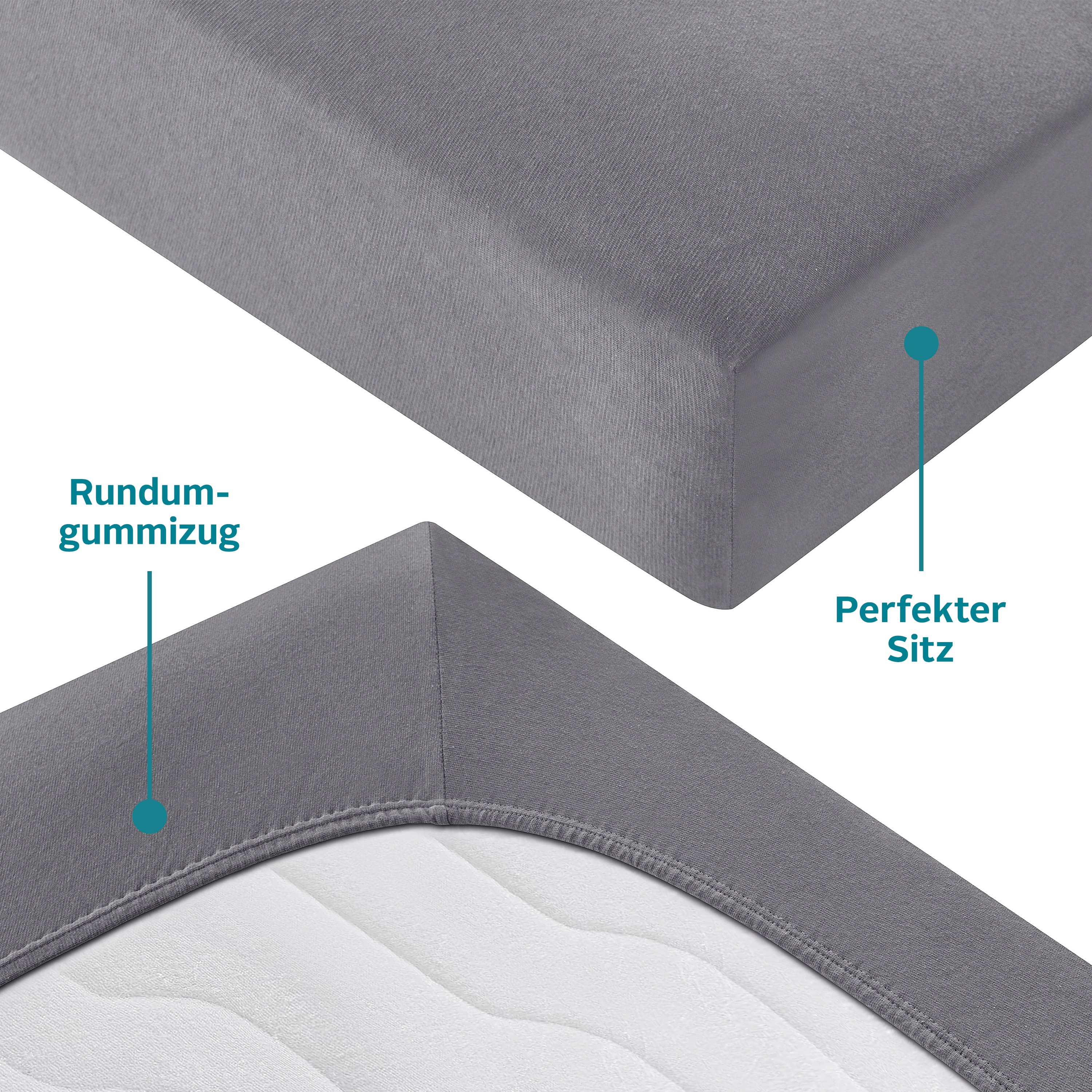 Thumbnail - OTTO home Spannbettlaken "GRETA Jersey aus 100% Baumwolle, 150 g/m²" Premium Bettlaken für Matratzen bis 23 cm Höhe, per...