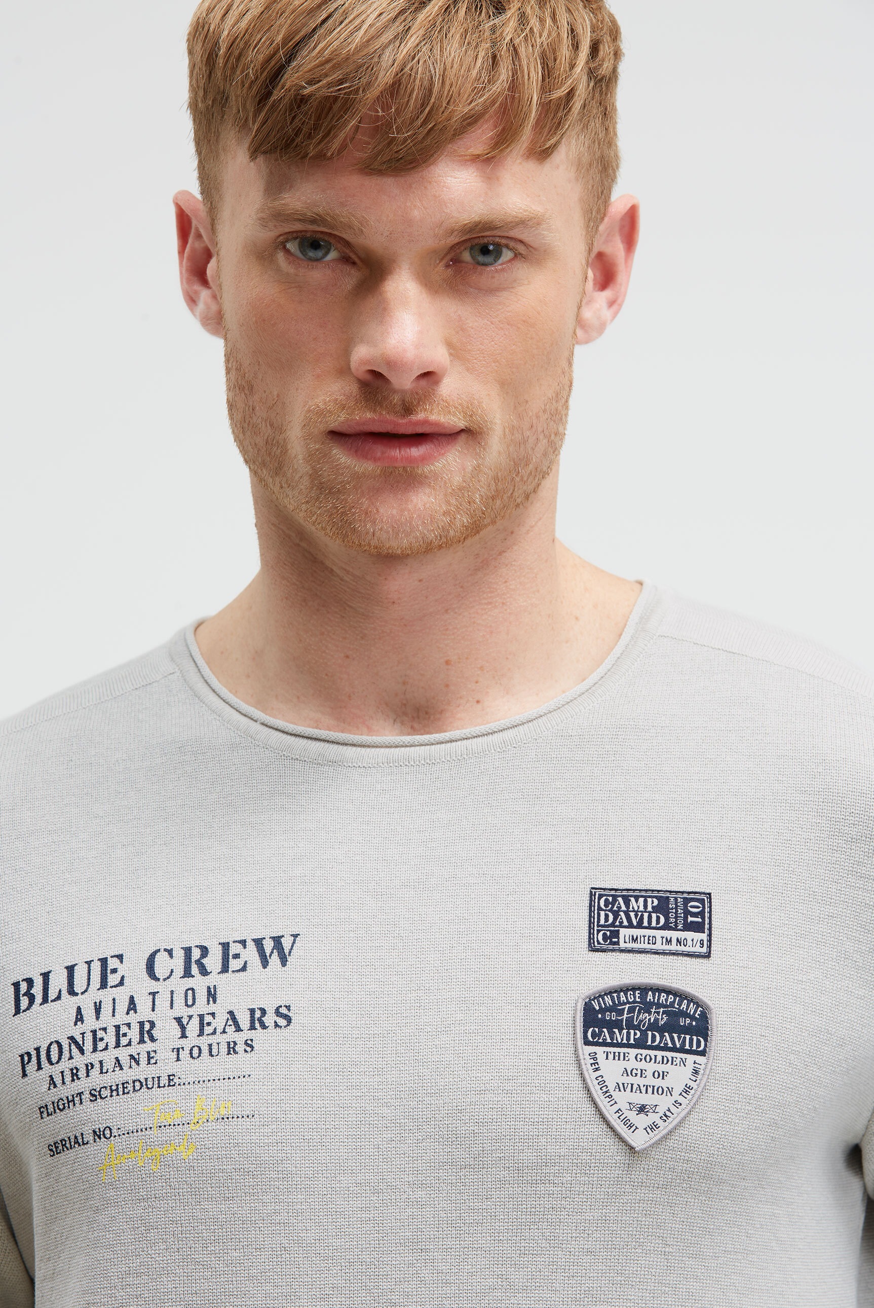 CAMP DAVID Rundhalspullover aus Feinstrick