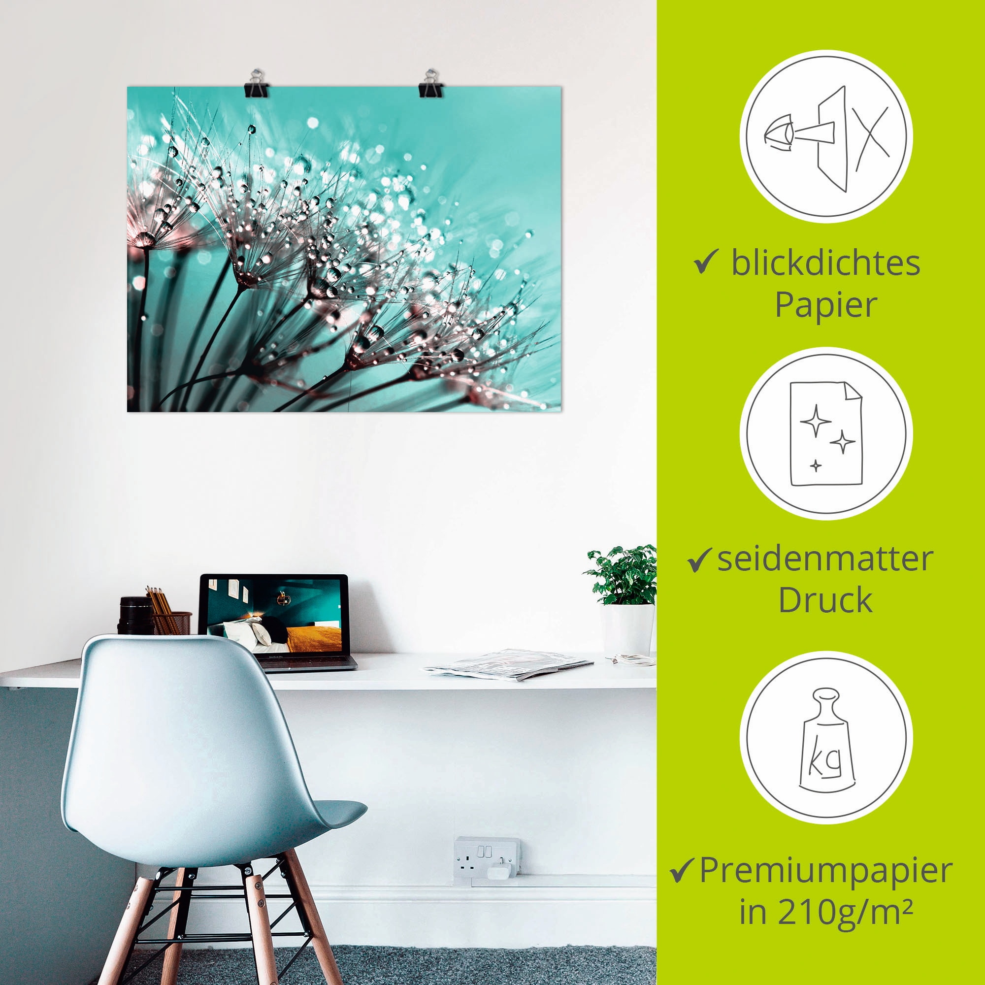 Artland Wandbild »Glitzernde Pusteblume I«, Blumen, (1 St.), als Leinwandbild, Poster in verschied. Größen