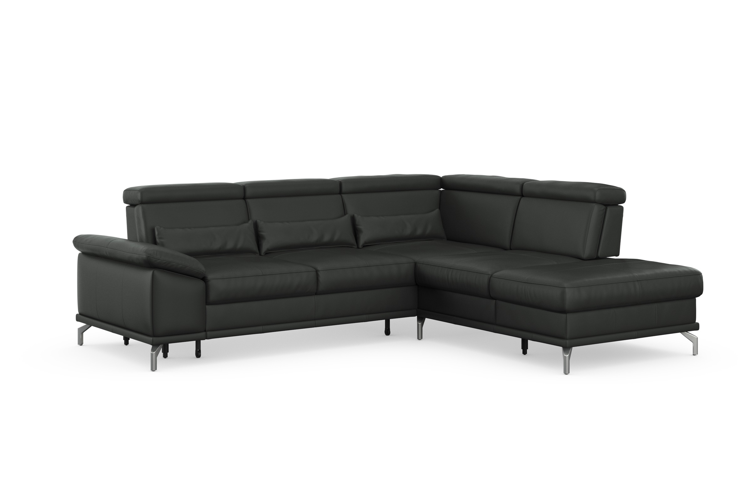 sit&more Ecksofa »Cabrio L-Form, mit Sitztiefenverstellung, Arm- und Kopfteilverstellung«, 3 Nierenkissen, Federkern, optional Bettfunktion und Stauraum