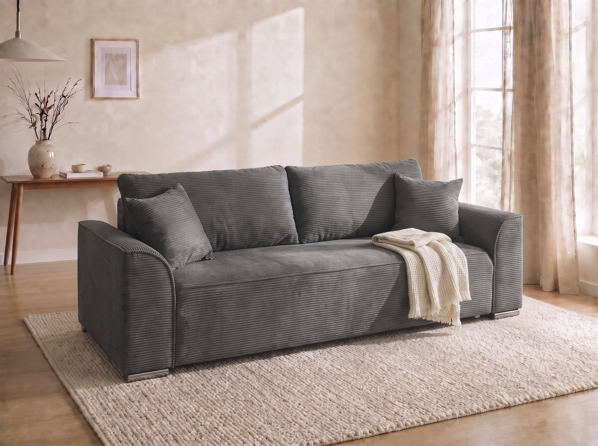 COLLECTION AB "Sara B: 241 cm, Liegefl. 137x195 cm, Bettkasten, optional mit Topper" Schlaffunktion, Couch mit Bonnellfederkern, Gästebettfunktion