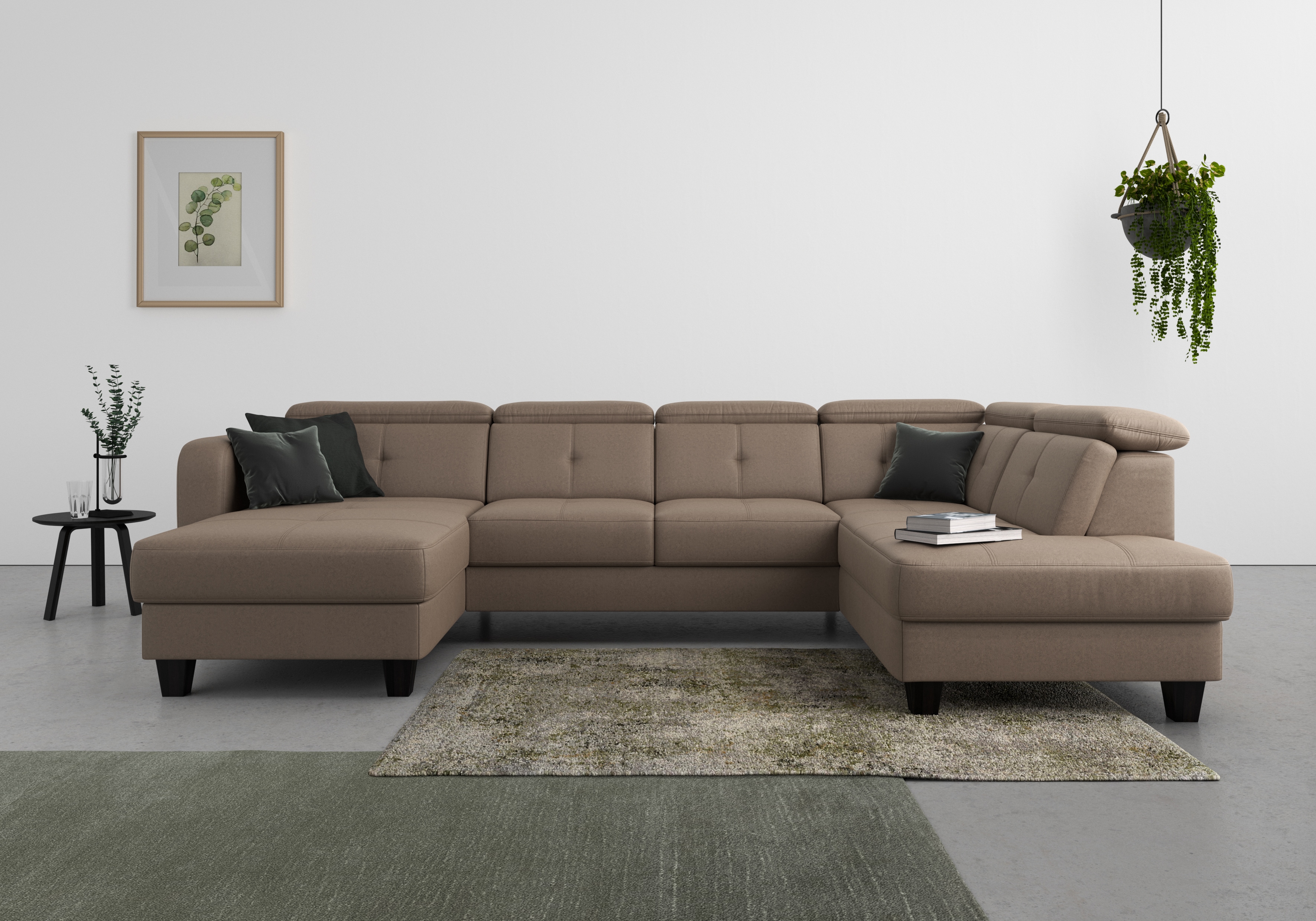 sit&more Wohnlandschaft "Belluci U-Form" Kopfteilverstellung und Federkern, wahlweise mit Schlaffunktion