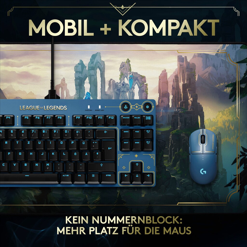 Logitech G Gaming-Tastatur »G PRO League of Legends Edition«, (Funktionstasten-USB-Anschluss-Antirutsch-Füße)