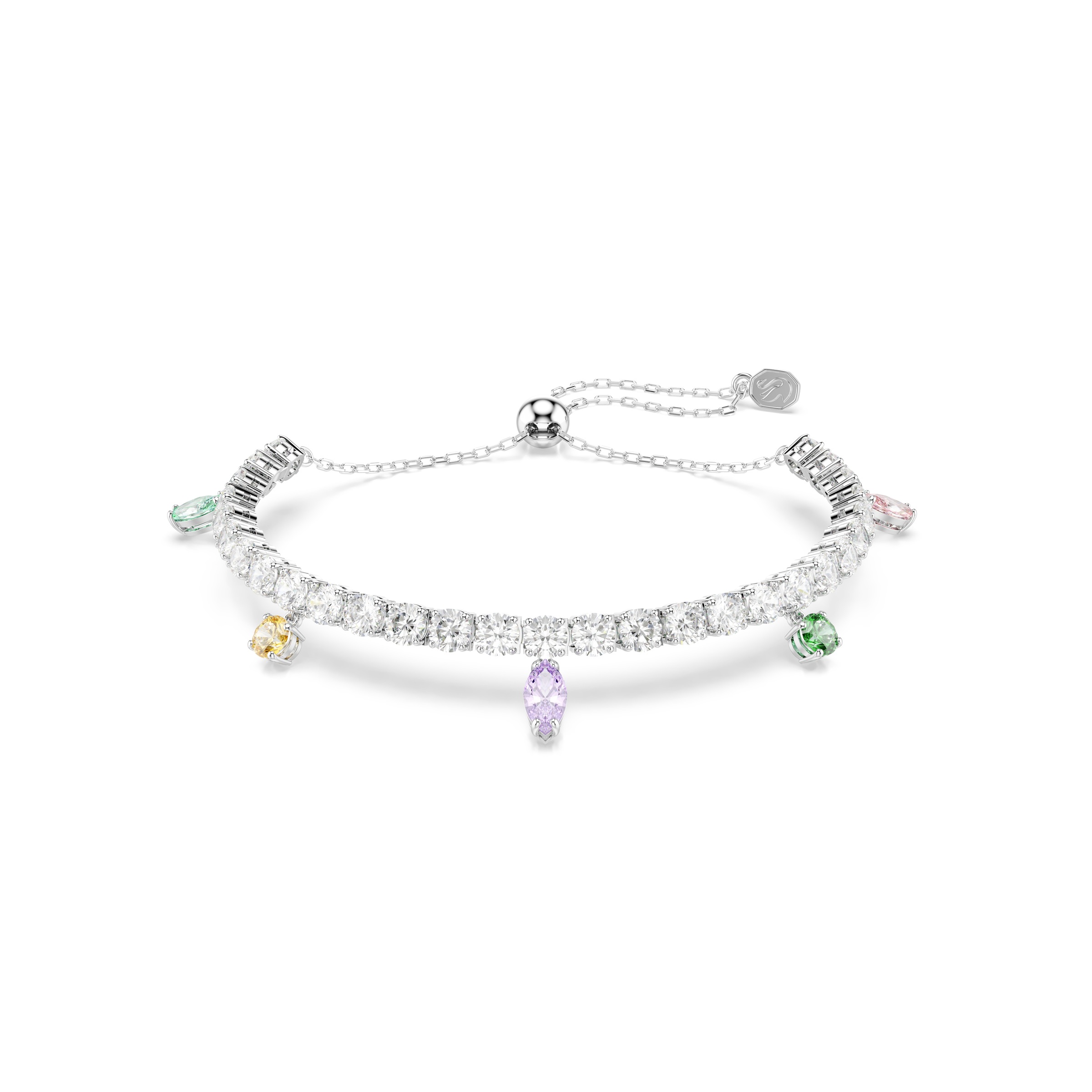 Armkette SWAROVSKI "Schmuck Geschenk Capsule Armband", metallfarben, kristallweiß, grün, gelb, lila, rosa, kristallweiß, grün, gelb, lila, rosa, Armbänder, Damen, Metall, Armkette, mit Swarovski Kristall, Zirkonia (synth.) 2