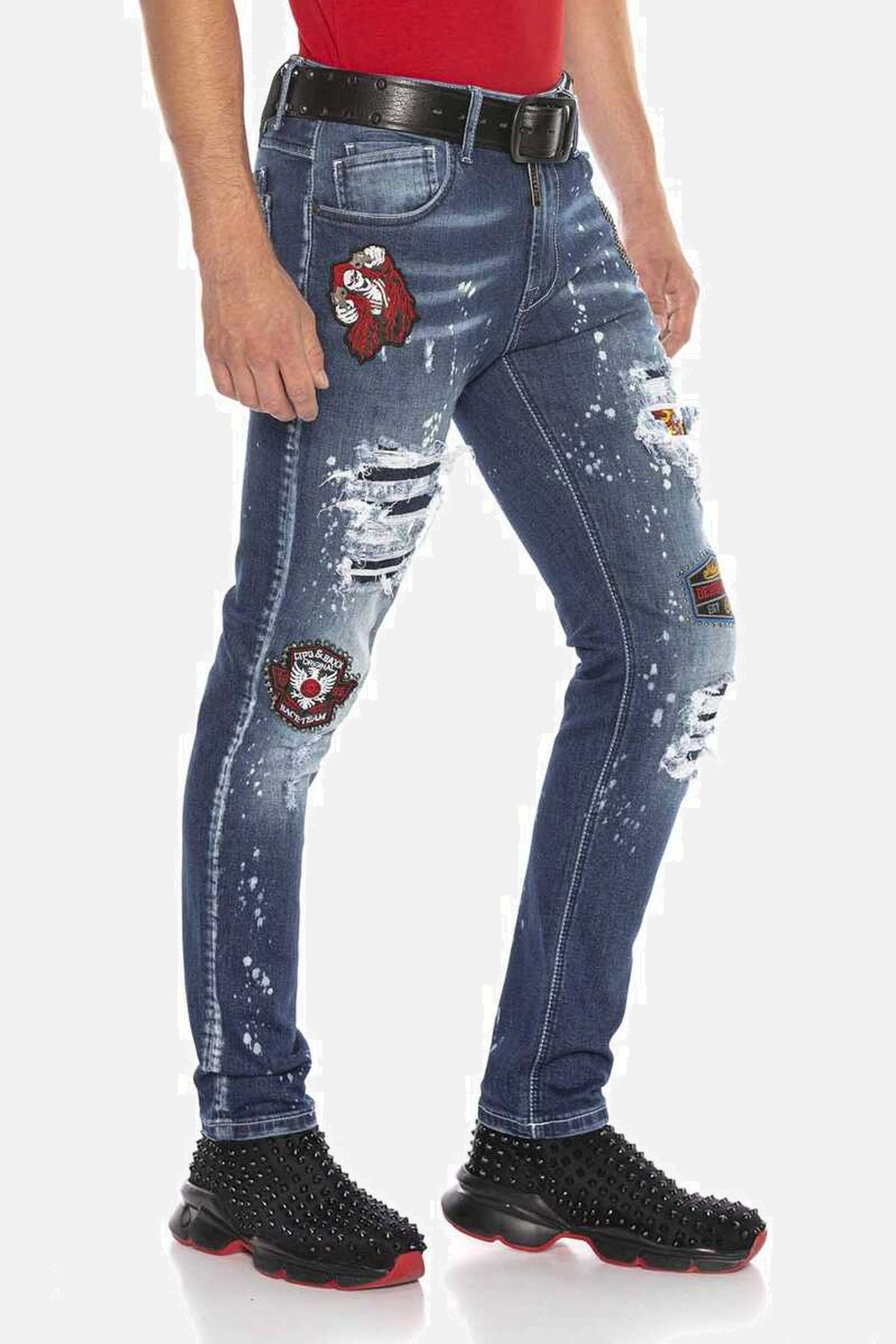 Cipo & Baxx Straight-Jeans »DENIM«, bequeme Jeans im angesagten Patchwork-Style, CD643