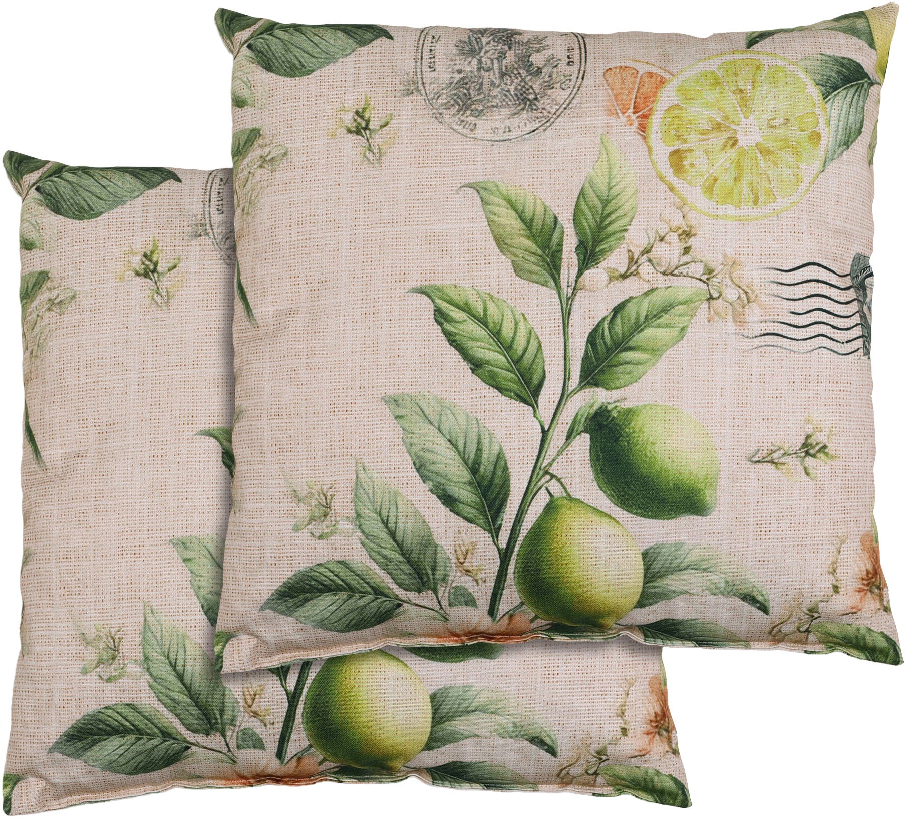 Zierkissen GO-DE, B:48cm T:48cmsand, Baumwolle, Polyester, Polsterauflagen, "Klara", Lemon sand - Maße BxLxH ca.: 48 cm x 48 cm x cm