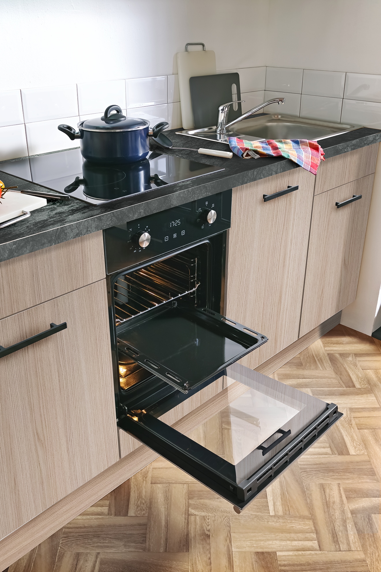 wiho Küchen Küchenzeile »Fortyfive, Breite 180 cm,« Soft-Close-Funktion in Schubkästen & Auszügen, höhenverstellbare Füße