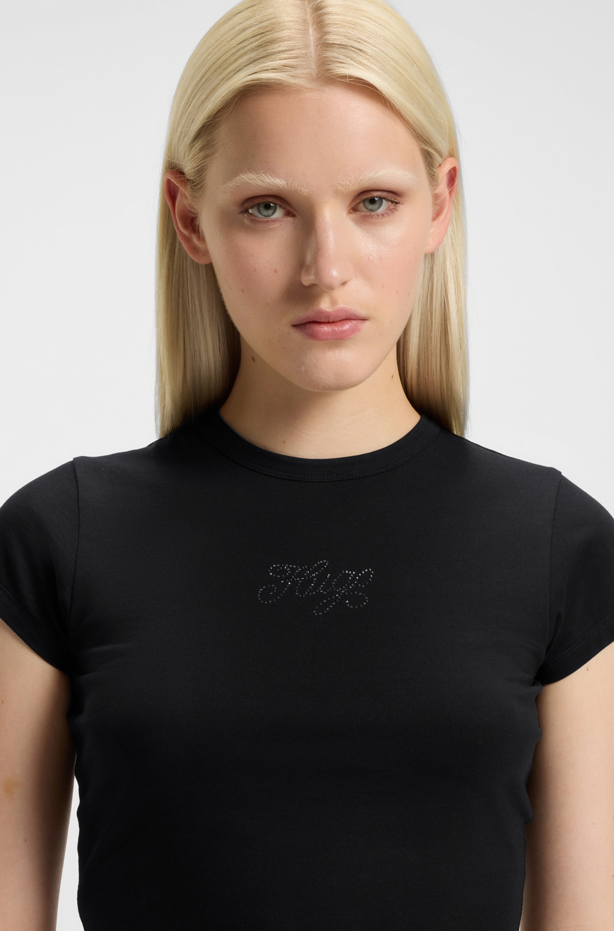 HUGO Blue T-Shirt »Dome«, Cropped Fit, mit Logoschriftzug
