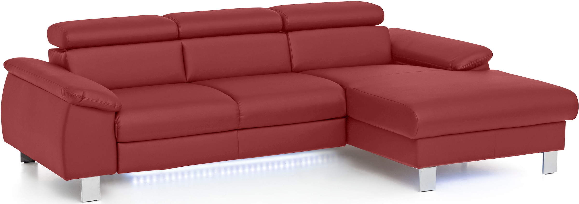 COTTA Ecksofa "Komaris L-Form,B:244cm, inkl. Kopfteilverstellung, Wellenunterfederung" optional mit Schlaffunktion und Bettkasten, plus opt. LED Beleuchtung