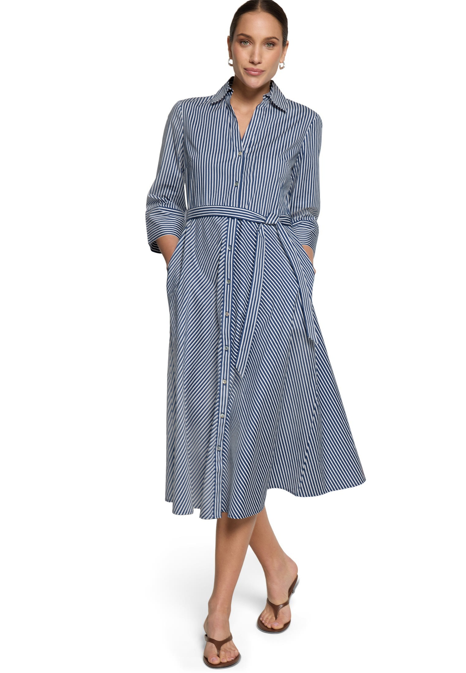 Zero Hemdblusenkleid »Damen mit 3/4 Arm« Bindegürtel