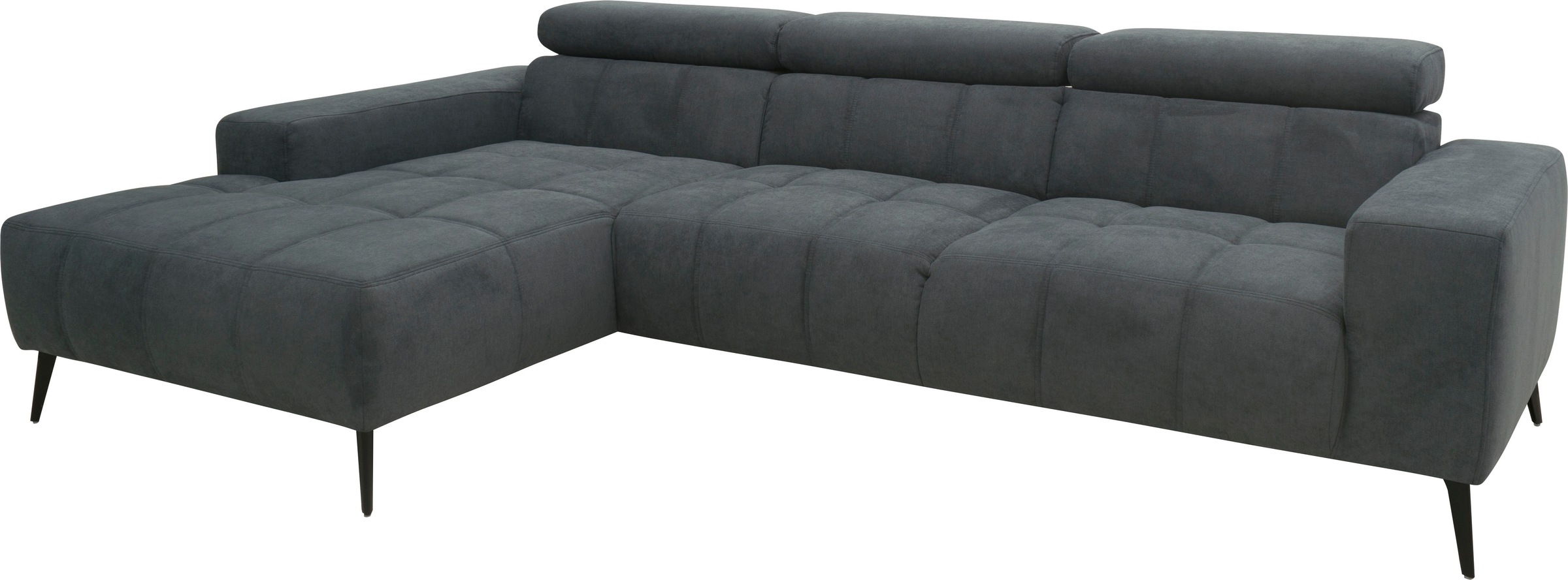 DOMO collection Ecksofa »Trento L-Form, mit Kufenfuß oder Einzelfuß«, wahlweise mit Kopfteilverstellung, Recamiere links/rechts bestellbar