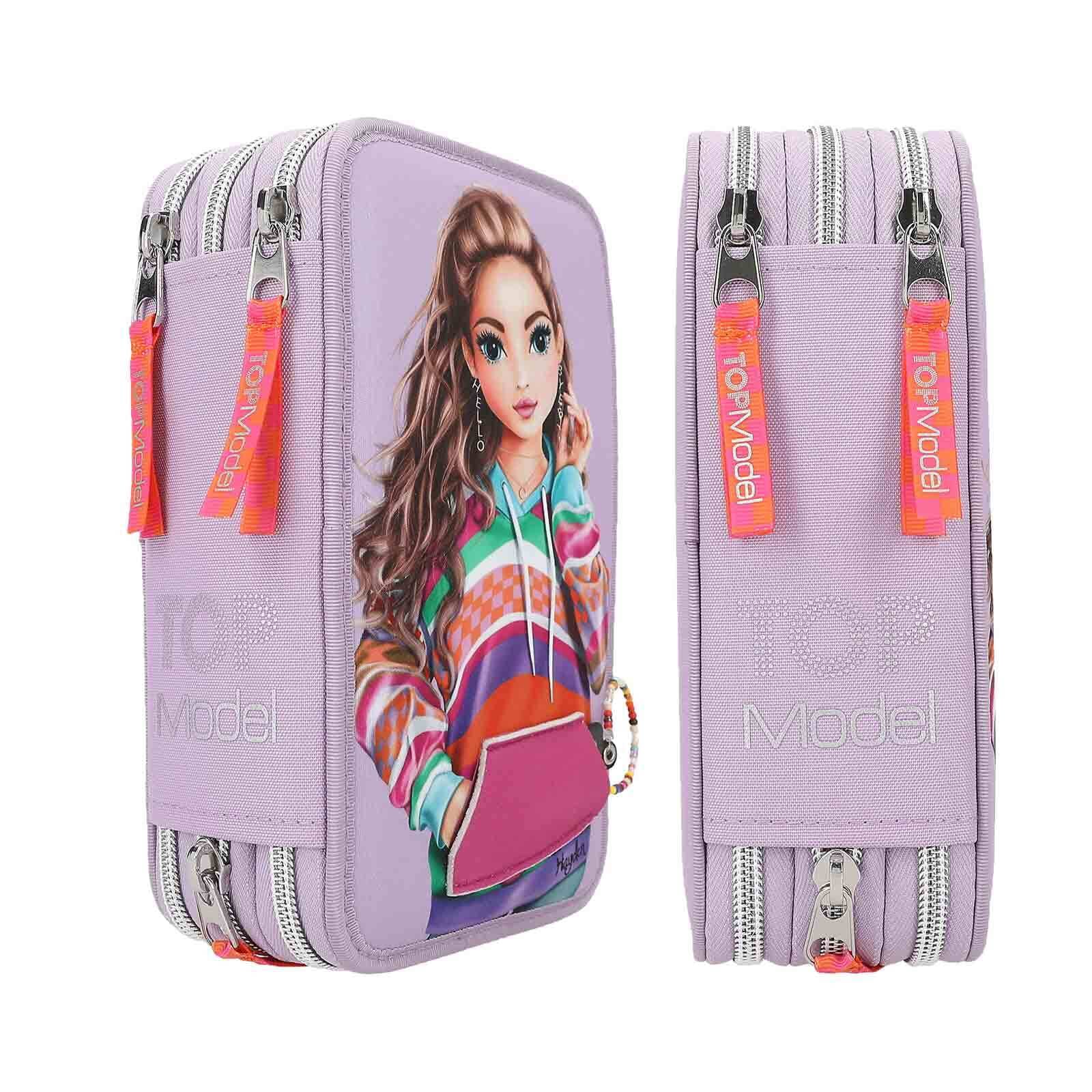 Depesche Buntstift »3-Fach Federtasche mit Stifte TOPModel 20,5 x 14,3 cm violett«