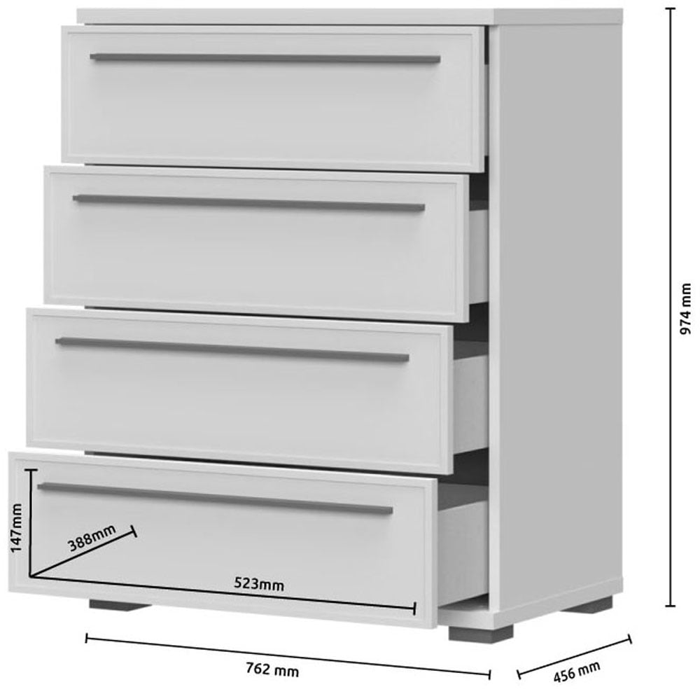 OTTO home Kommode »Opera Schubladenkommode, Sideboard, 4 Schubladen, B/T/H:76/45/97 cm« UV lackiert, Soft Close Funktion, Höhenverstellbare Füße