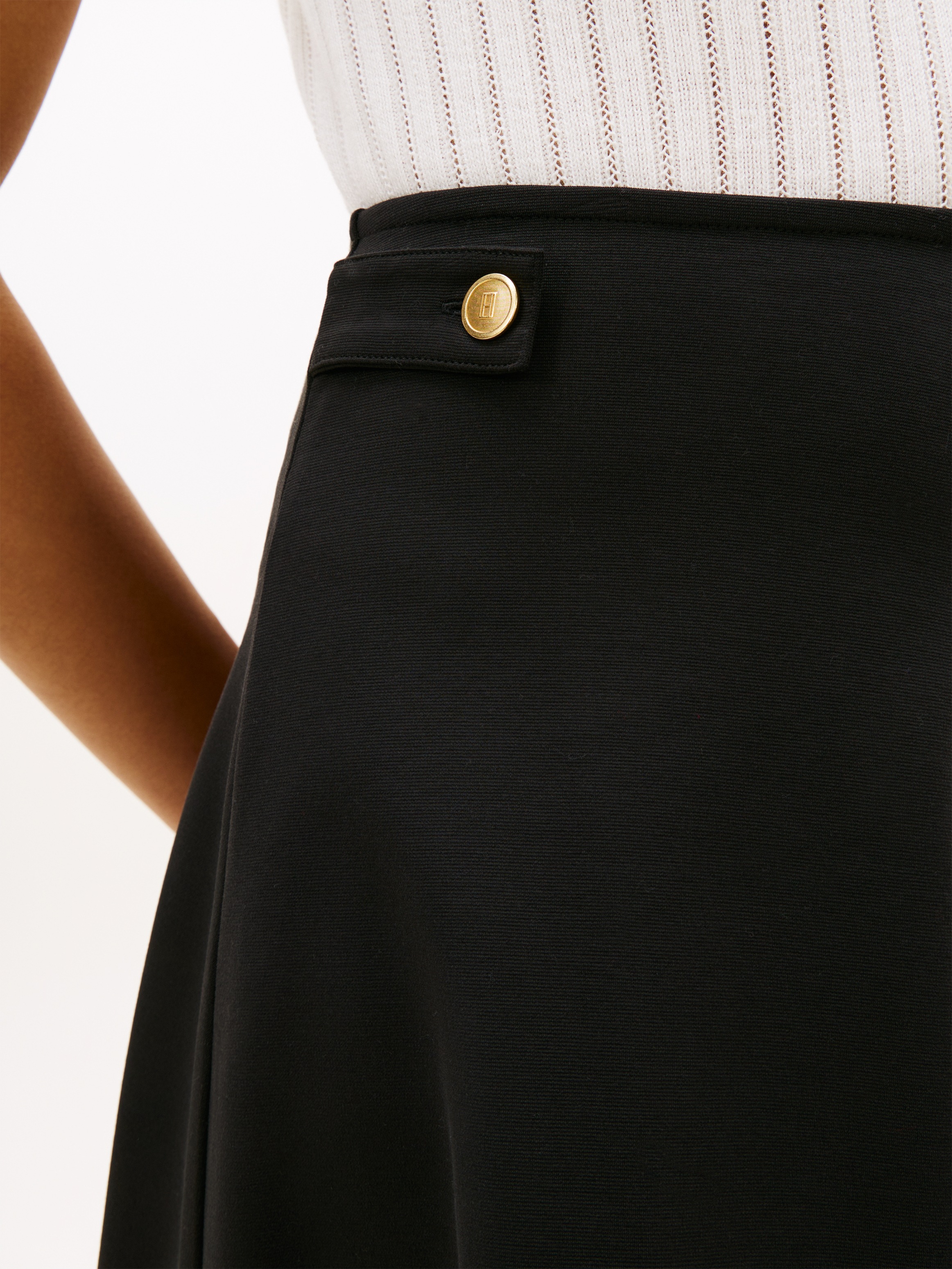 Tommy Hilfiger A-Linien-Rock "GOLD BUTTON MIDI SKIRT" mit Zierknöpfen günstig online kaufen
