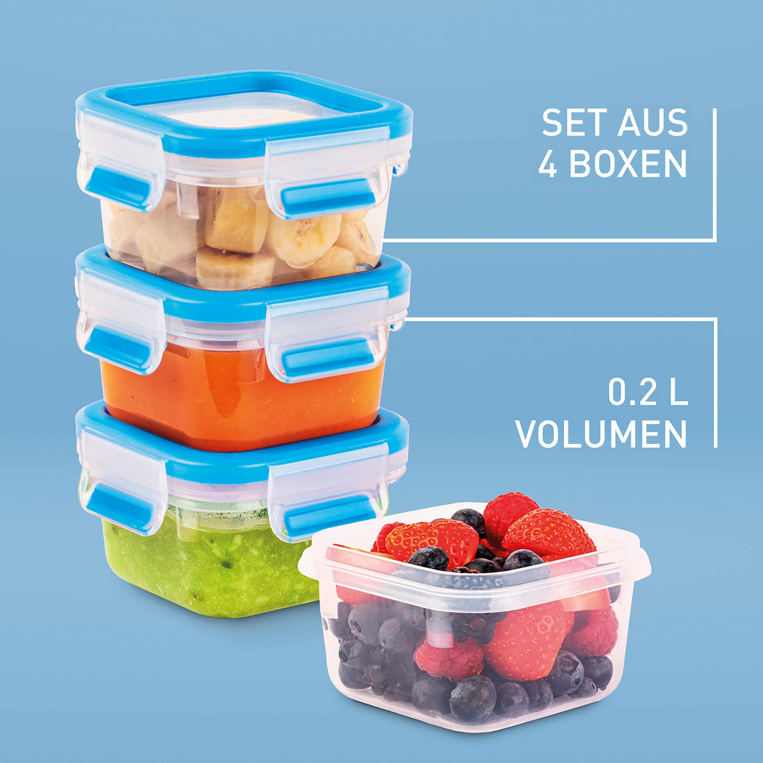 Thumbnail - Emsa Frischhaltedose "Clip & Close" Set, 4 Frischhaltedose mit Deckel, 8 tlg. dicht, hygienisch, unbedenklich, spülmasch...