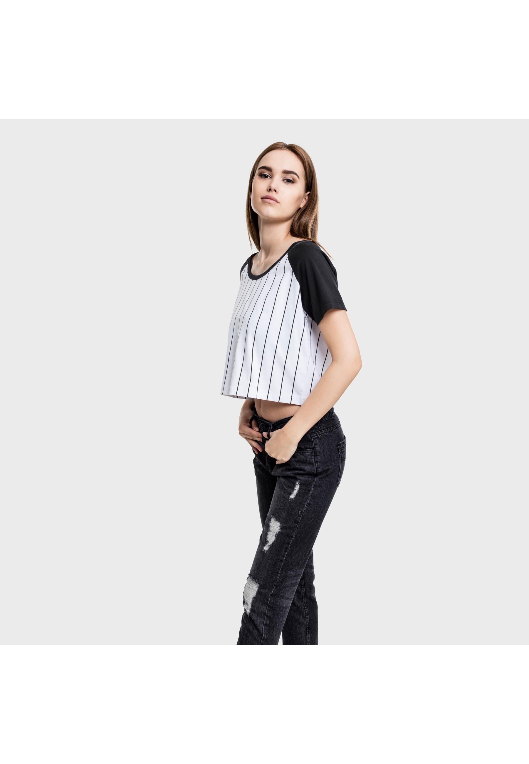 URBAN CLASSICS T-Shirt »Urban Classics Damen Ladies Cropped Baseball Tee« 1 Stk.