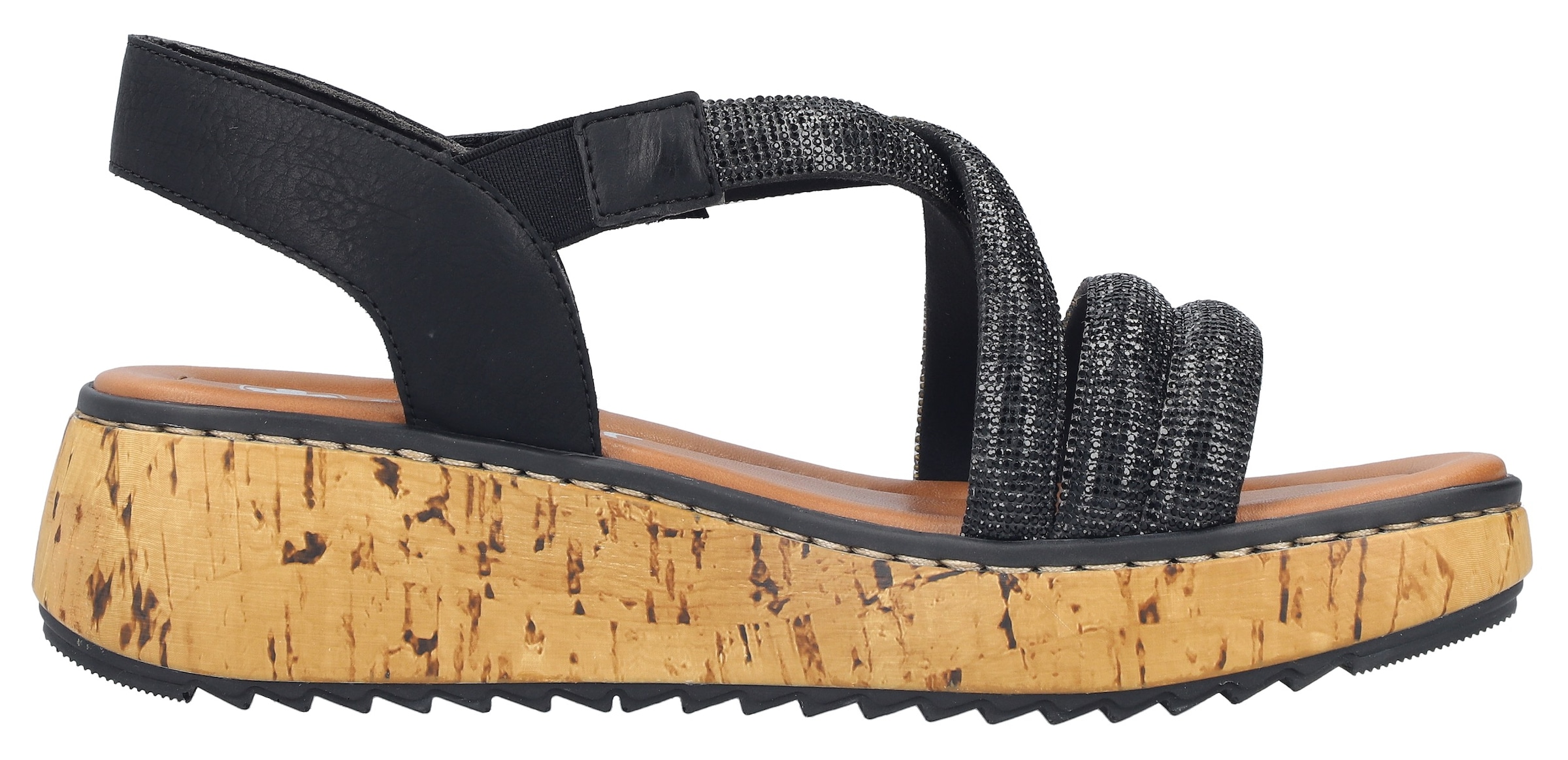 Rieker Sandale  Keilsandale, Plateausandalette, Sommerschuh mit Glitzersteine