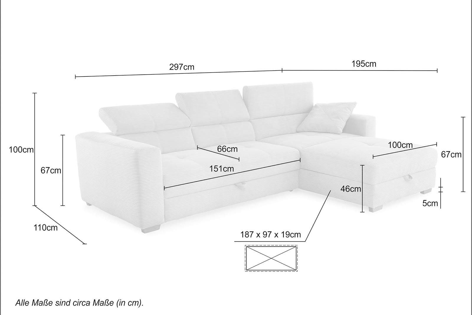 links bestellen Bettfunktion, Ecksofa oder Bettkasten, Relaxfunktion, Remo«, | BAUR Gruppe Ottomane rechts Jockenhöfer »San