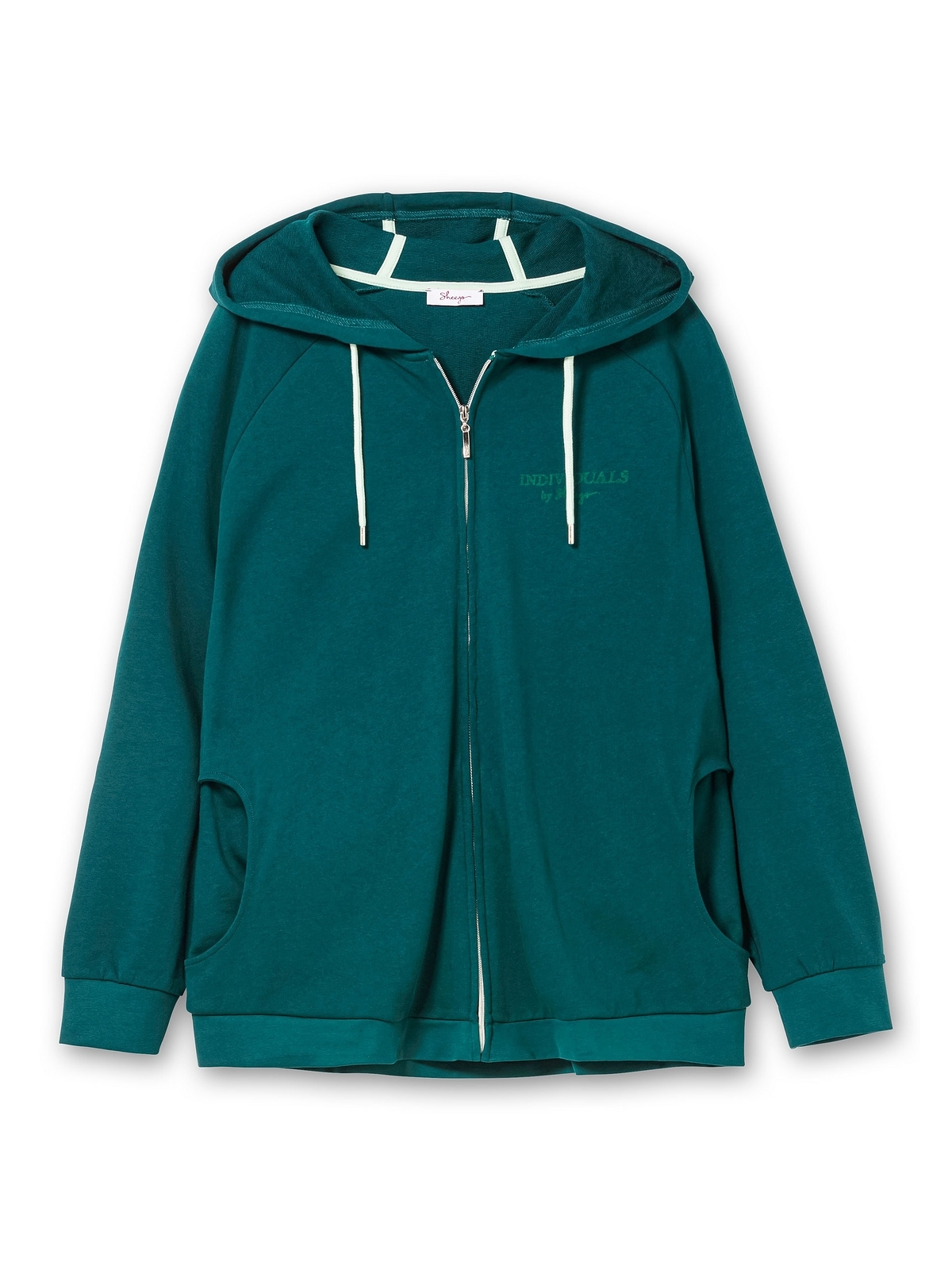 Sheego Kapuzensweatjacke »Große Größen«, mit Flockprint und Eingrifftaschen