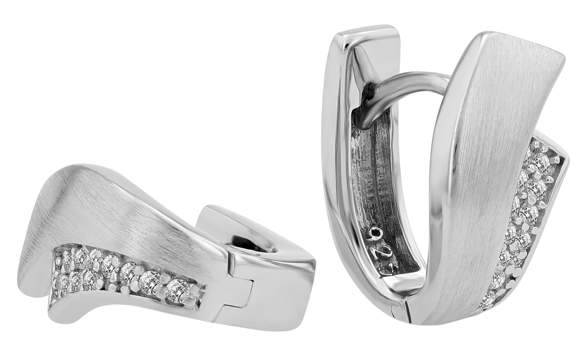 Adelia´s Klappcreolen »Damen Ohrringe – Klappcreole aus 925 Silber mit Zirkonia« Ein kleines Geschenk mit großer Wirkung