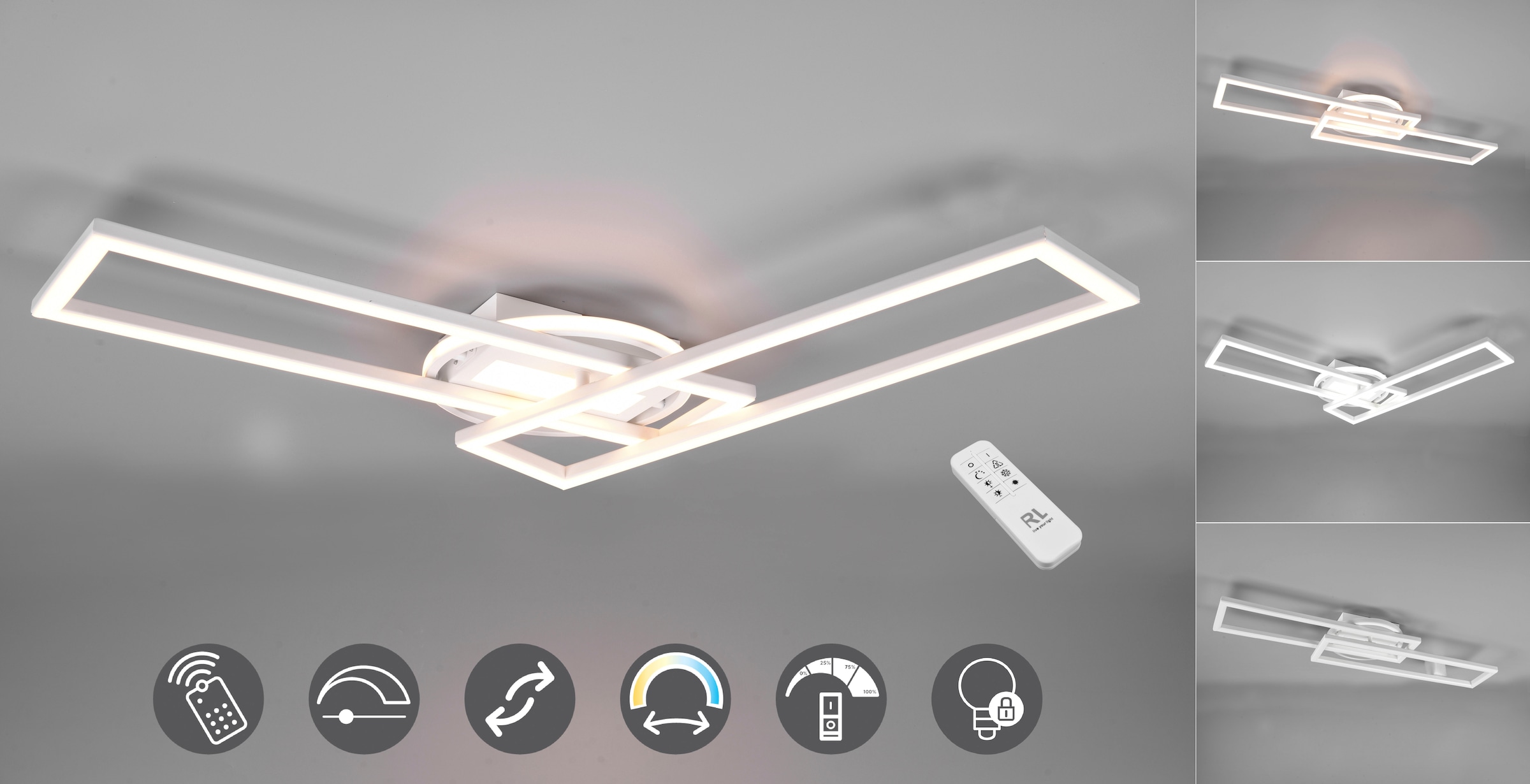 TRIO Leuchten LED Fernbedienung kaufen einstellbar Deckenlampe Lichtfarbe BAUR 1 Lumen Deckenleuchte flammig-flammig, | Memory »Twister«, 4500