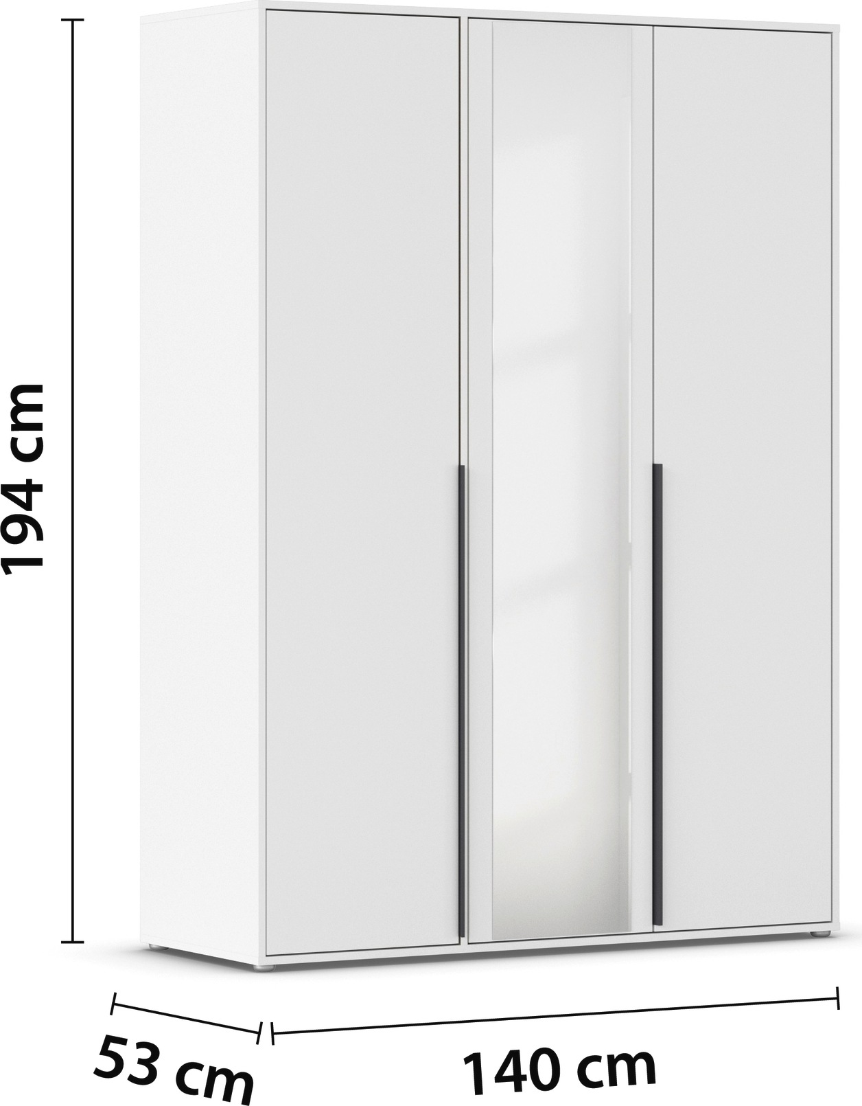 rauch Drehtürenschrank »Kleiderschrank Schrank Garderobe Wäscheschrank NAGATA mit Spiegel«, (in 3 verschiedenen Ausstattungen BASIC/CLASSIC/PREMIUM), und modernen Stangengriffen in Graumetallic TOPSELLER MADE IN GERMANY