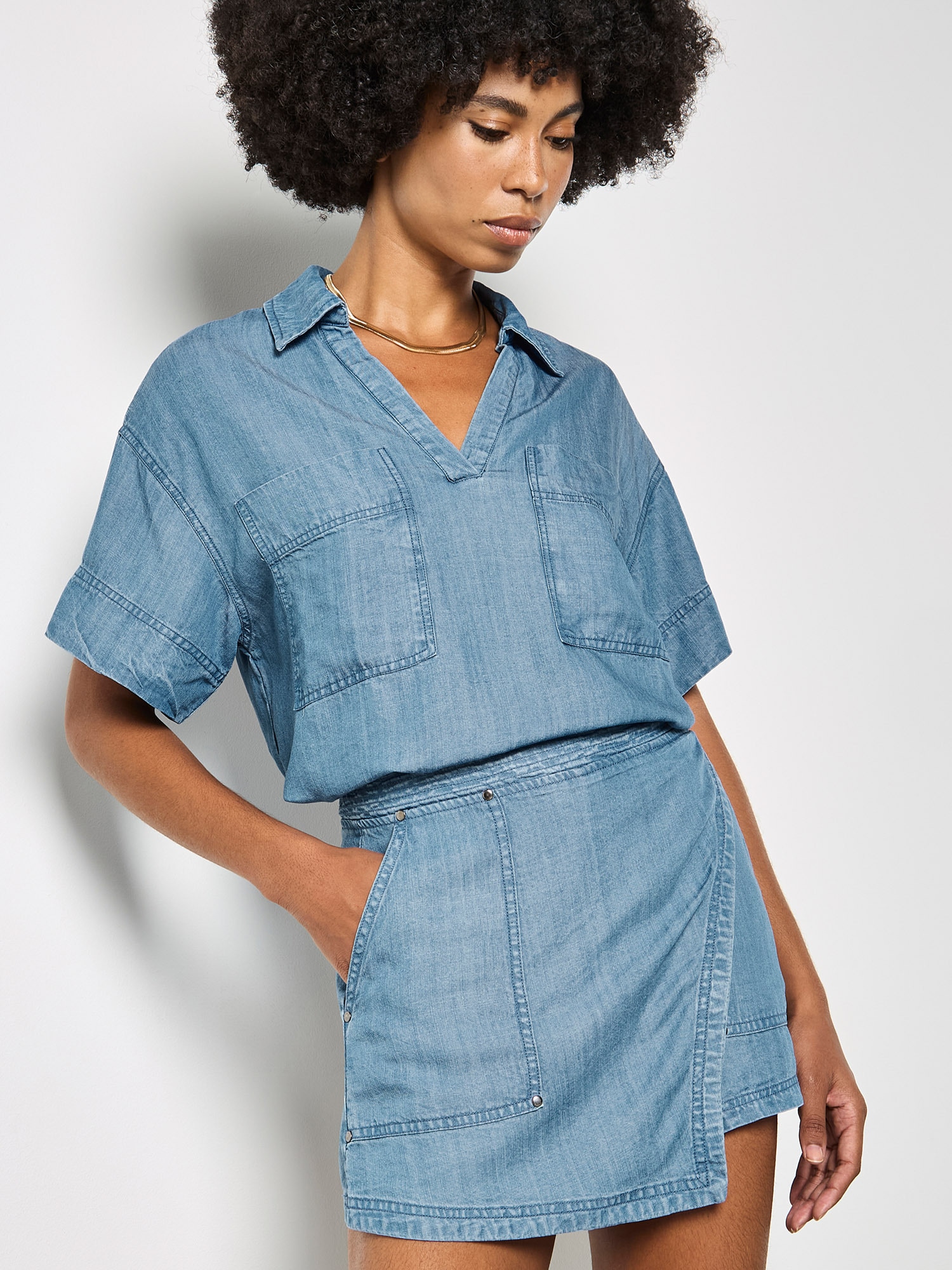 Apricot 2-in-1-Hose "Wickel-Minirock" aus Denim