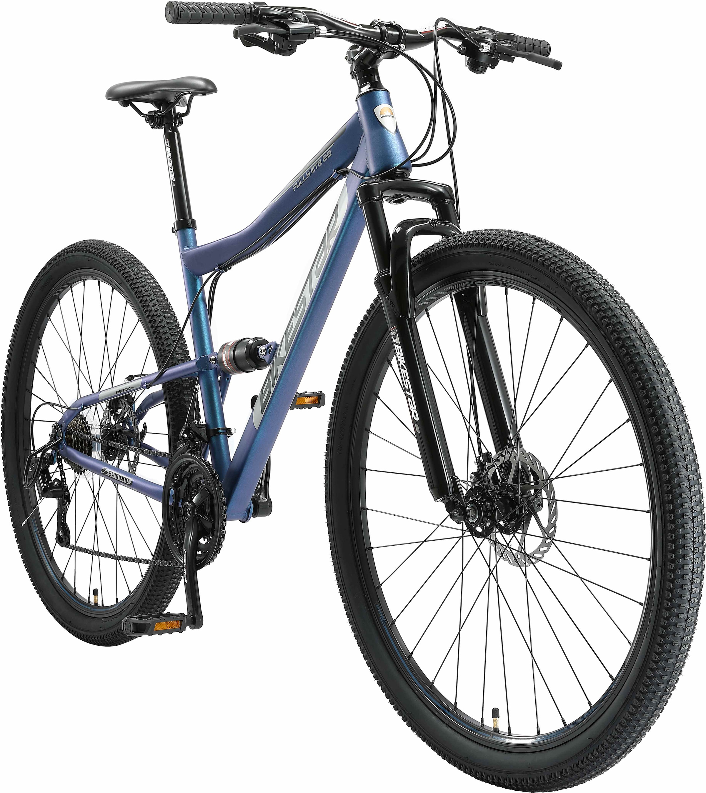 Bikestar Mountainbike, 21 Gang, Shimano, RD-TY300 Schaltwerk, Kettenschaltung, für Damen und Herren, Kettenschaltung