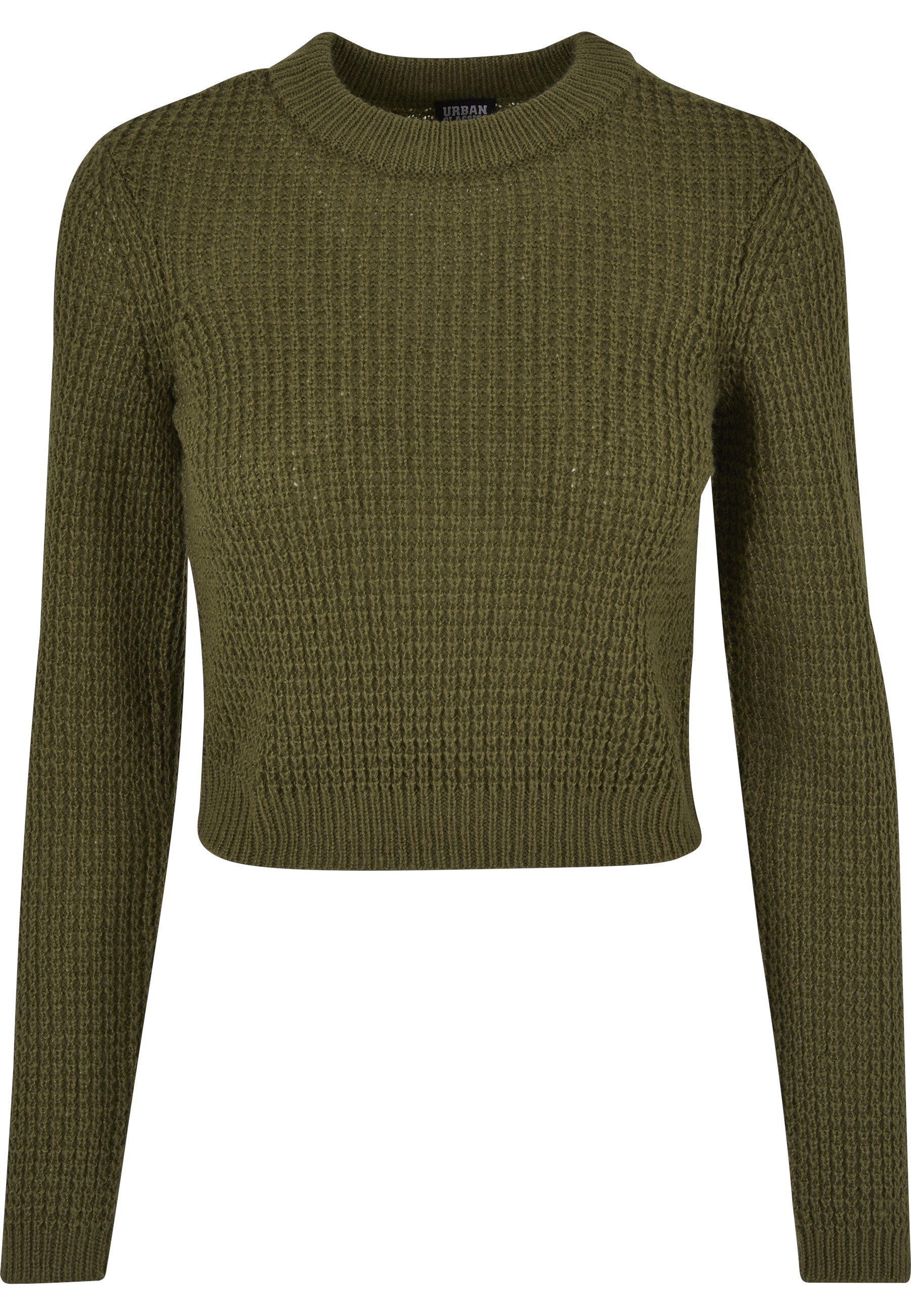 URBAN CLASSICS Fleecepullover "Urban Classics Damen Ladies Short Waffle Swe günstig online kaufen