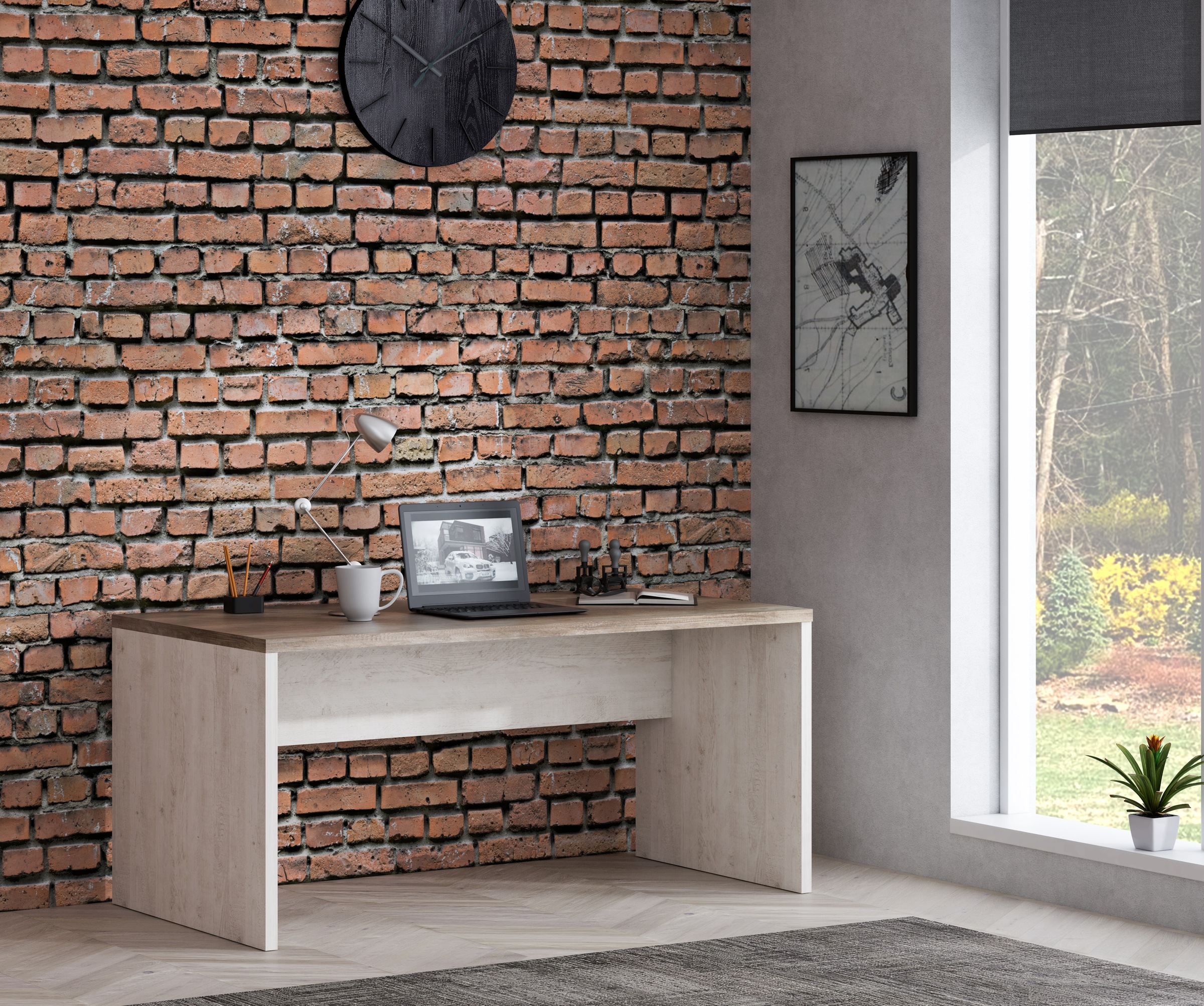 FORTE Schreibtisch »Duro«, Computertisch, in 140 oder 160 cm Breite, im Landhausstil
