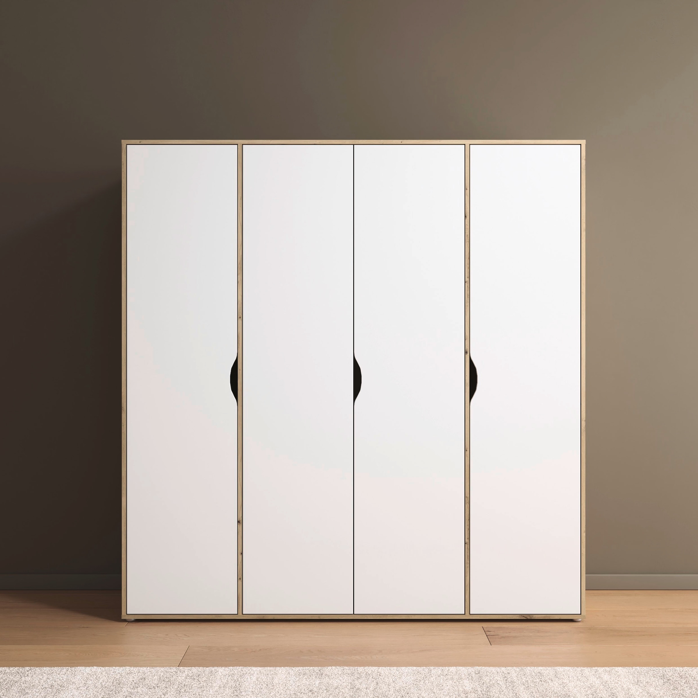 rauch Drehtürenschrank »Kleiderschrank Schrank Garderobe Wäscheschrank NARAI viel Stauraum«, (in 3 verschiedenen Ausstattungen BASIC/CLASSIC/PREMIUM), Griffausfräsungen für eine grifflose Optik TOPSELLER MADE IN GERMANY