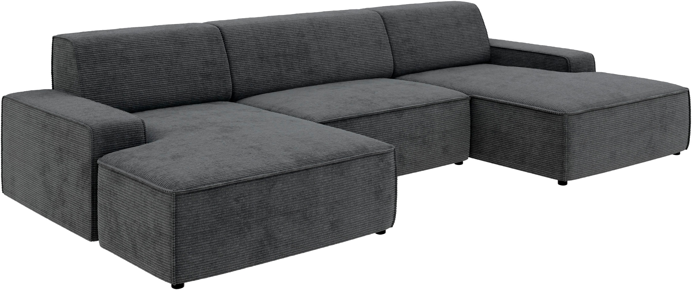 TRENDMANUFAKTUR Wohnlandschaft »Graz, wahlweise mit Sitzvorschub und Bettkasten, U-Form, Breite 329 cm«, in Cord-, haustierfreundlichem LEO Struktur- oder LUMOS-3D-Bezug