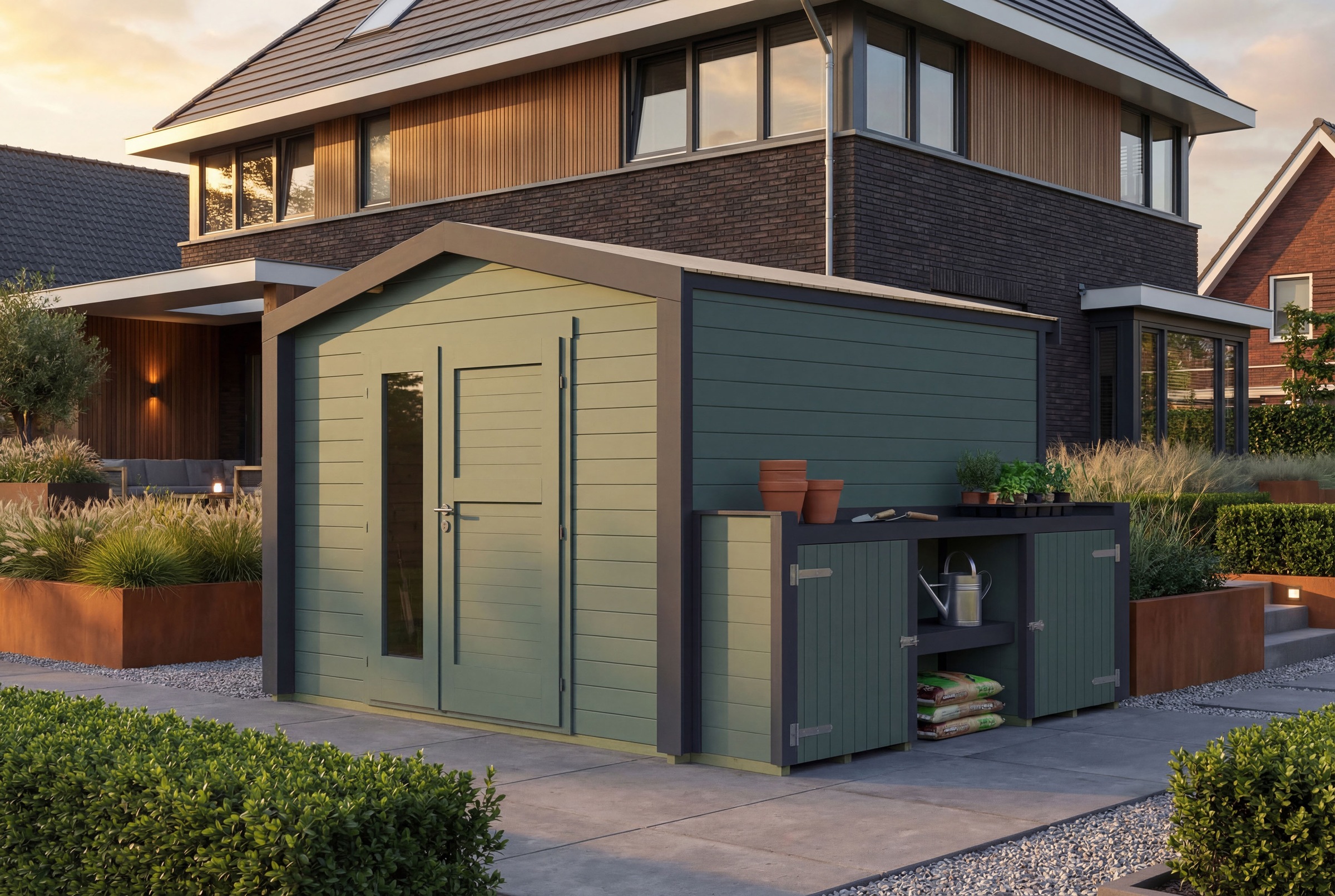 weka Gartenhaus "Killarney" Doppeltür, 1 1/2, Fenster an Seite, inkl. Pflanztisch