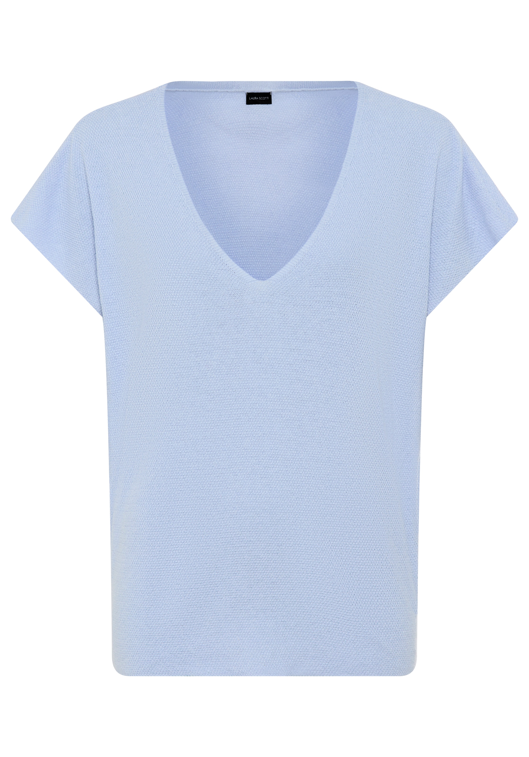 Laura Scott Kurzarmpullover mit modernem Perlstrick und lässiger Passform