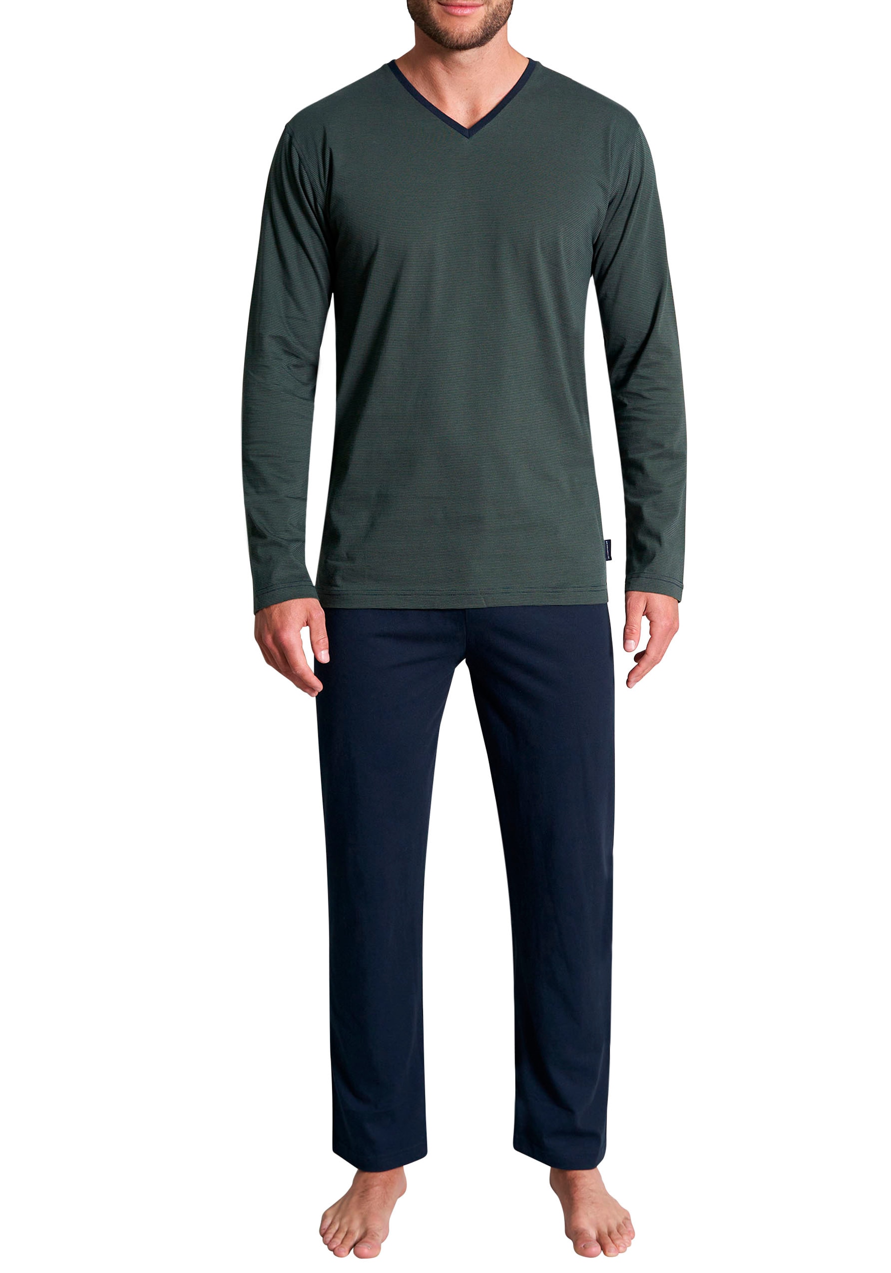 TOM TAILOR Pyjama "Nevada", 2 Stk. Streifendesign, Langarm, V-Ausschnitt, l günstig online kaufen