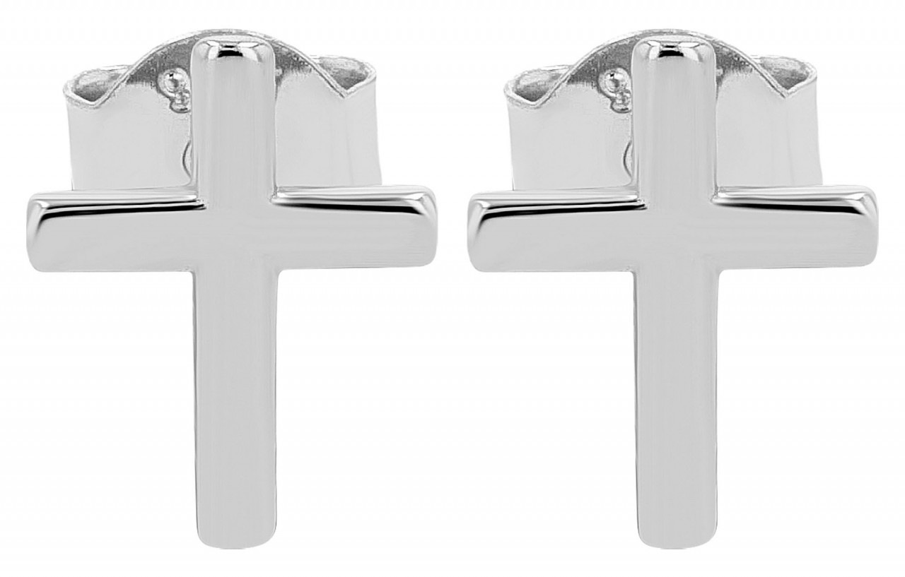 Paar Ohrhänger ADELIA´S "Damen Ohrstecker aus 925 Sterling Silber mit Kreuz", silber, Ohrringe, Damen, Damen, Silber 925 (Sterlingsilber) 9