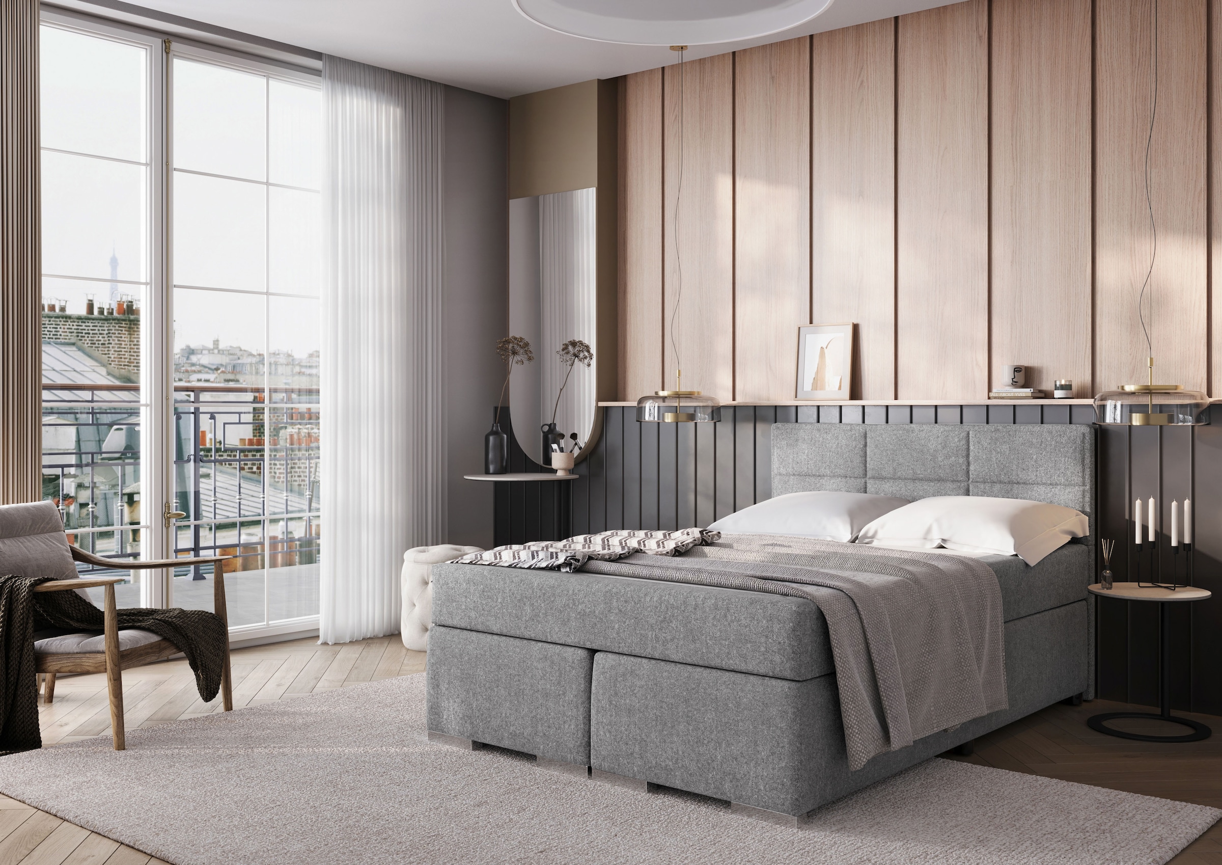 FORTE Boxspringbett "ONE erhältlich in den Breiten 140cm, 160cm & 180cm" Bezugsstoff ist tierfreundlich und pflegeleicht