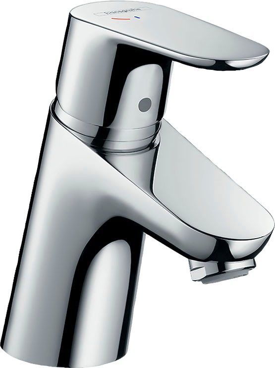 hansgrohe Waschtischarmatur "Focus", 7cm, CoolStart mit Zugstangen-Ablaufgarnitur, chrom