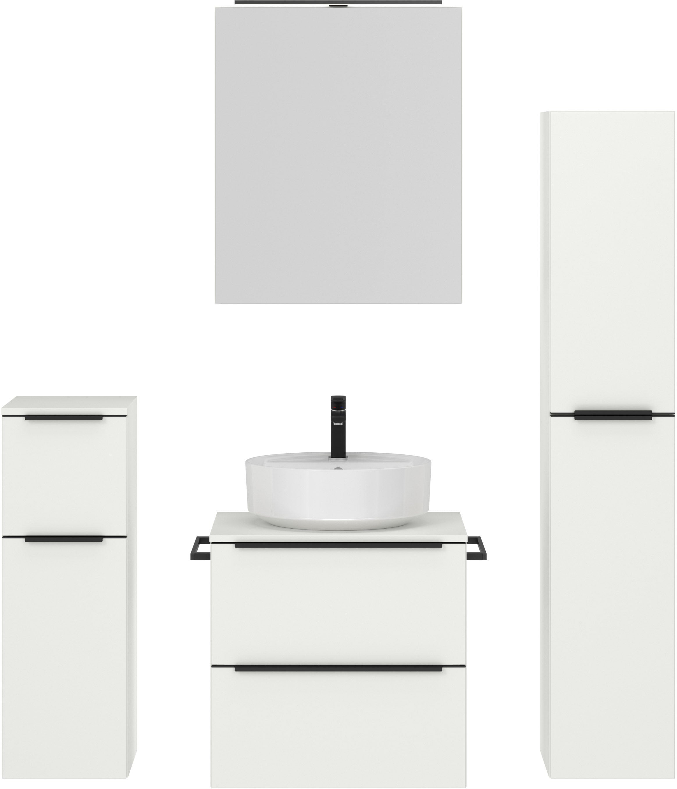 nobilia Badmöbel-Set, (4 St., vormontiert, mit Soft-Close), inkl. Spiegelsc günstig online kaufen
