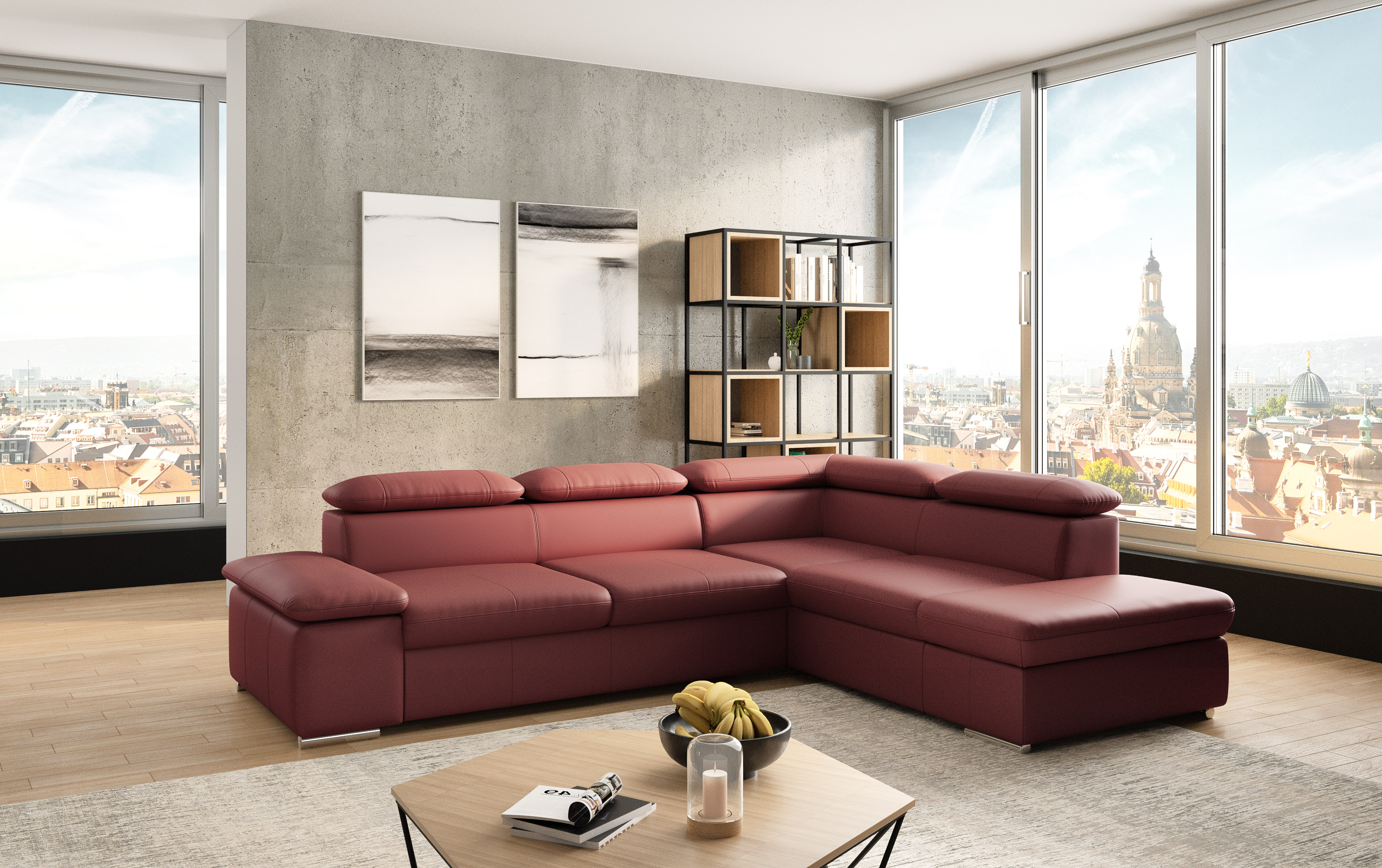 sit&more Ecksofa "Valantine L-Form, B: 272 cm, Leder, mit Arm- und Kopfteilverstellung" mit Schlaffunktion, Komfortsofa, modern