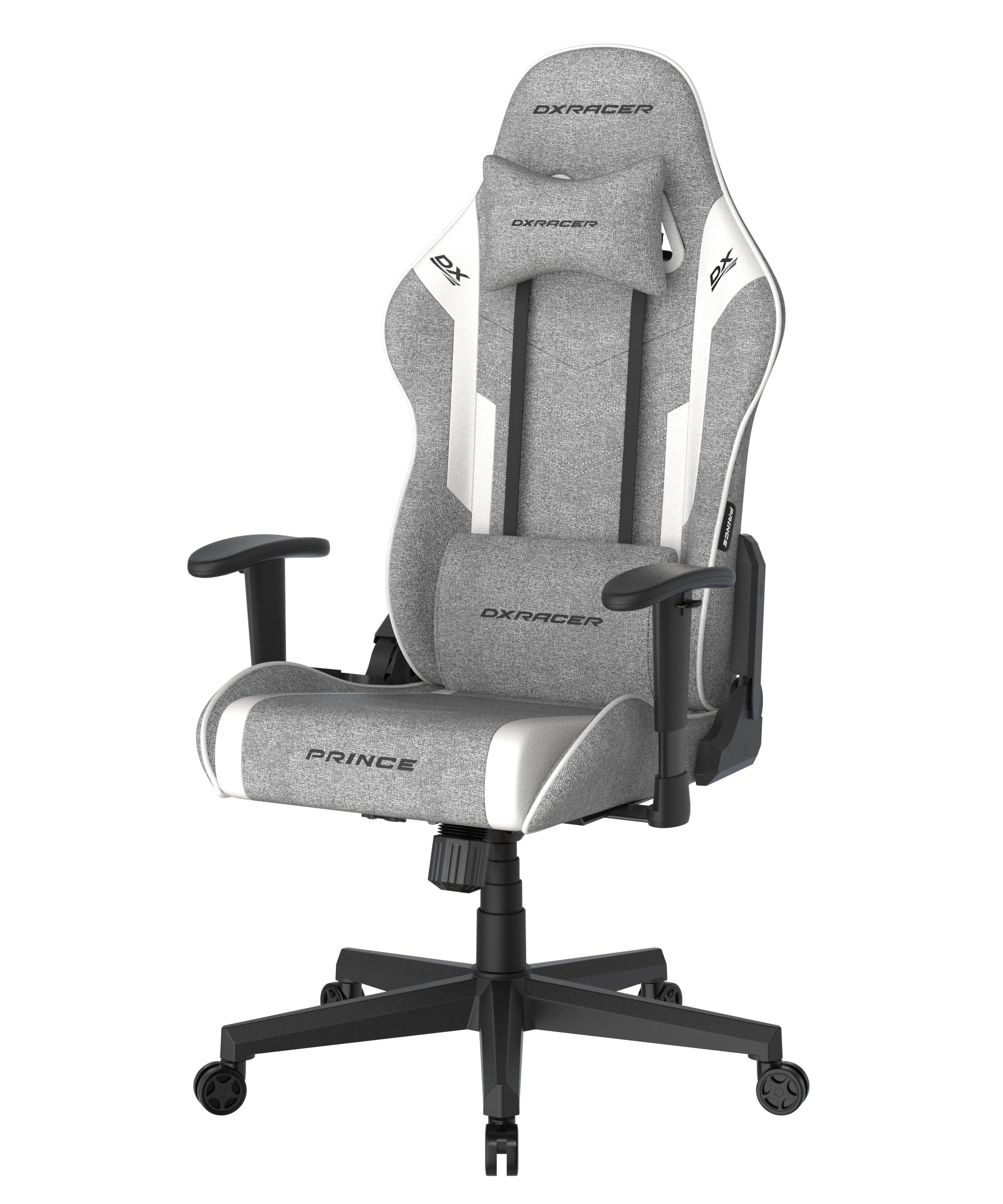DXRacer Gaming-Stuhl »Prince Gaming Chair Regular L, Stoff, PVC, grau weiß«