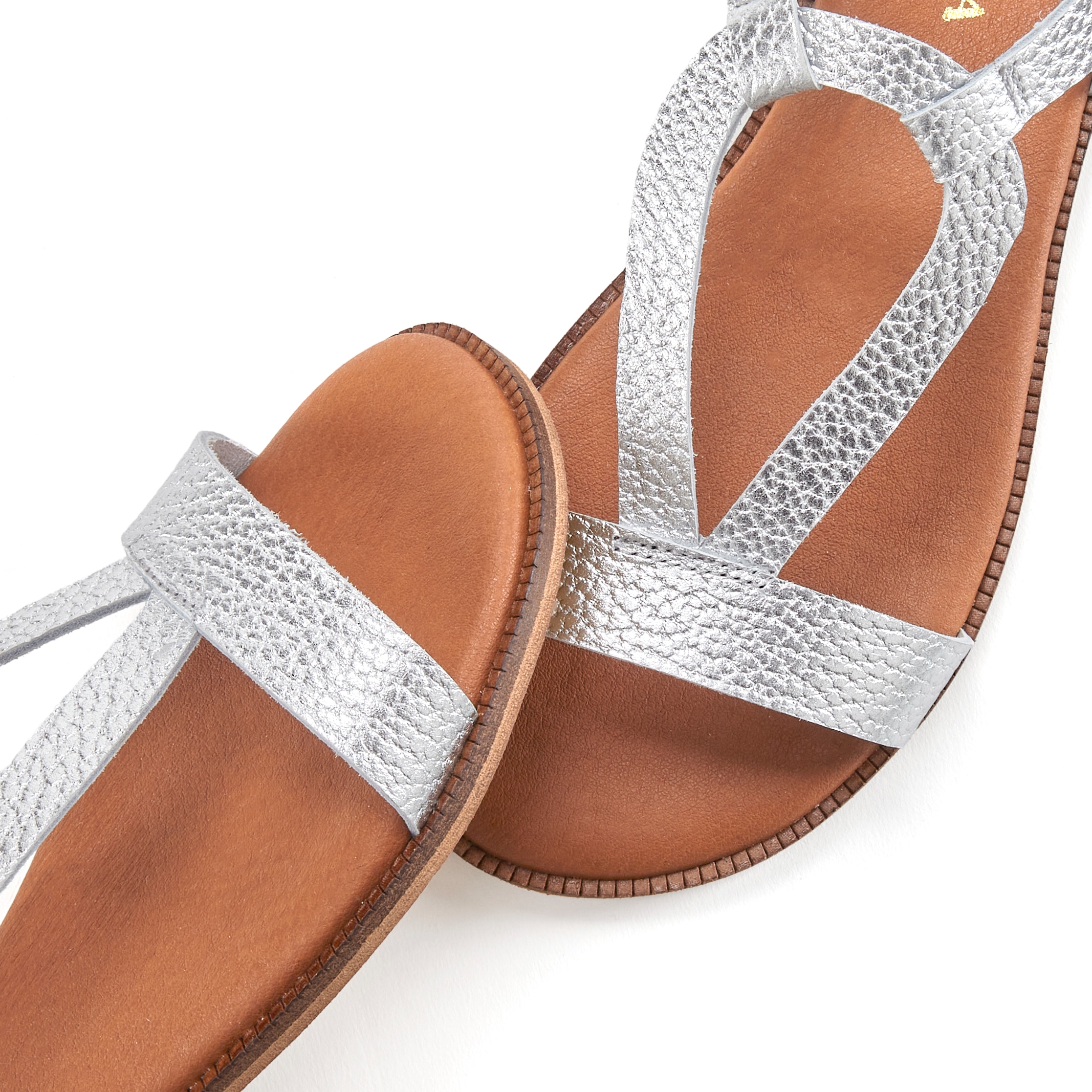 LASCANA Sandale »Sommerschuh«, Sandalette, Sommerschuh aus hochwertigem Leder im Metallic-Look